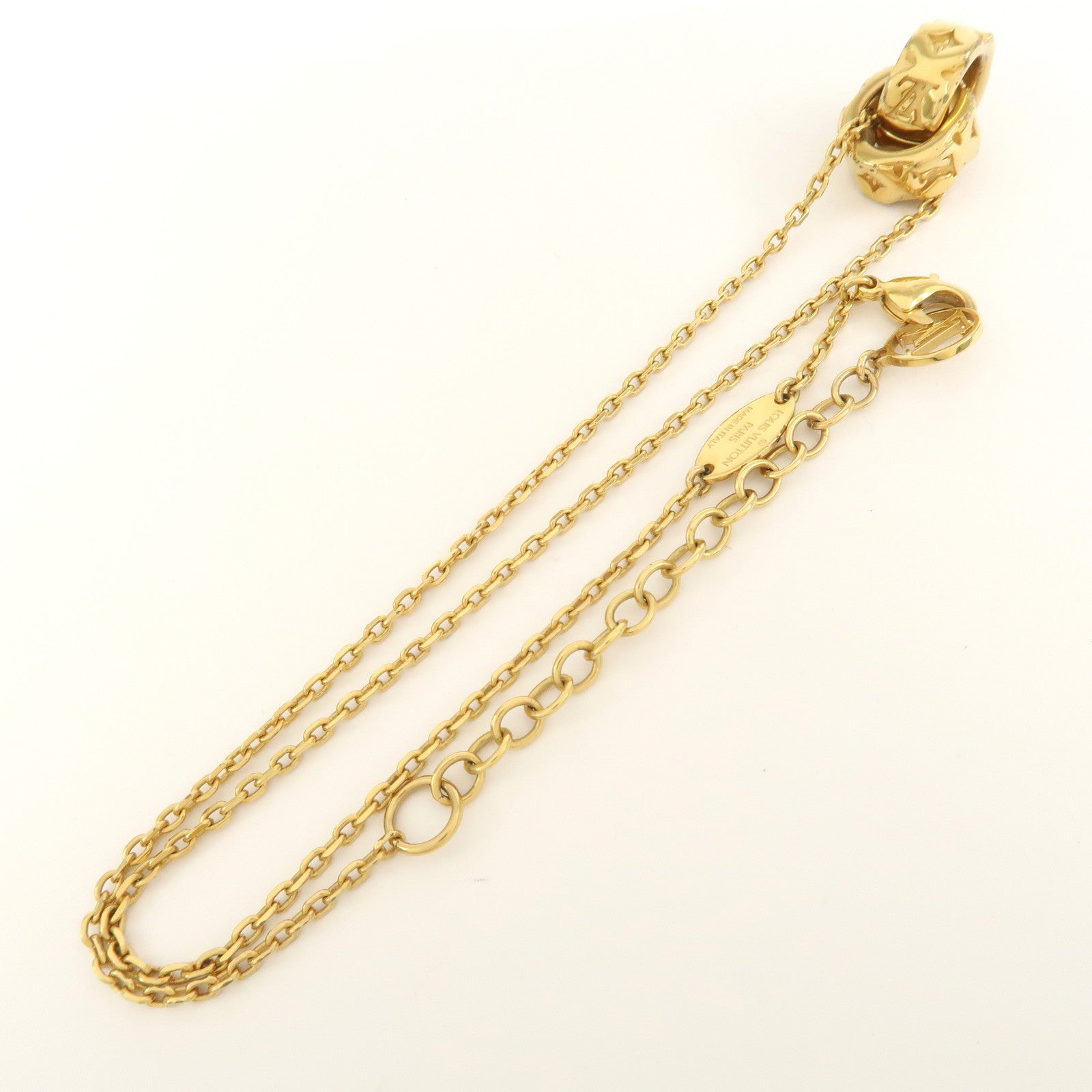 Louis Vuitton Collier Pillow Nanogram Metal Gold Necklace M00782