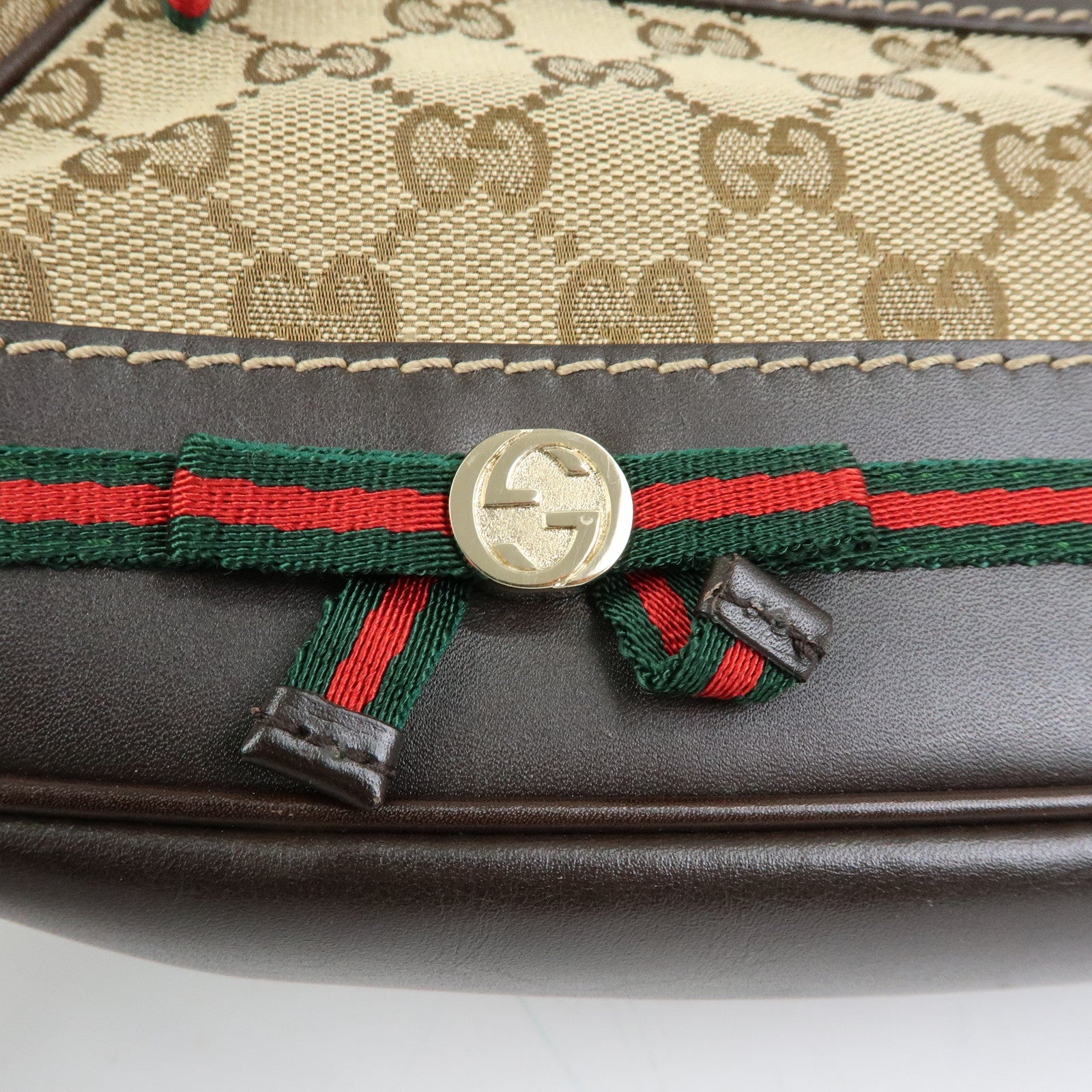 GUCCI Mayfair Sherry GG Canvas Leather Shoulder Bag Beige 269893