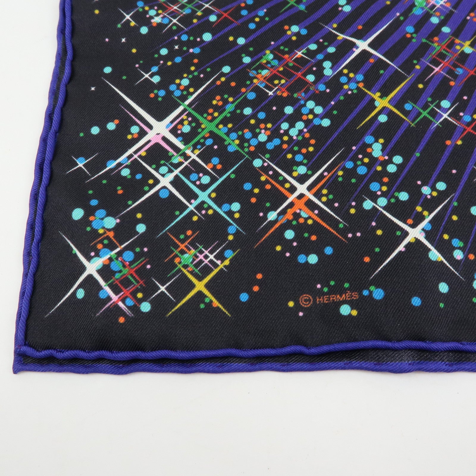 HERMES Carre 42 Silk 100% Scar Magic Kelly Blue Multicolor