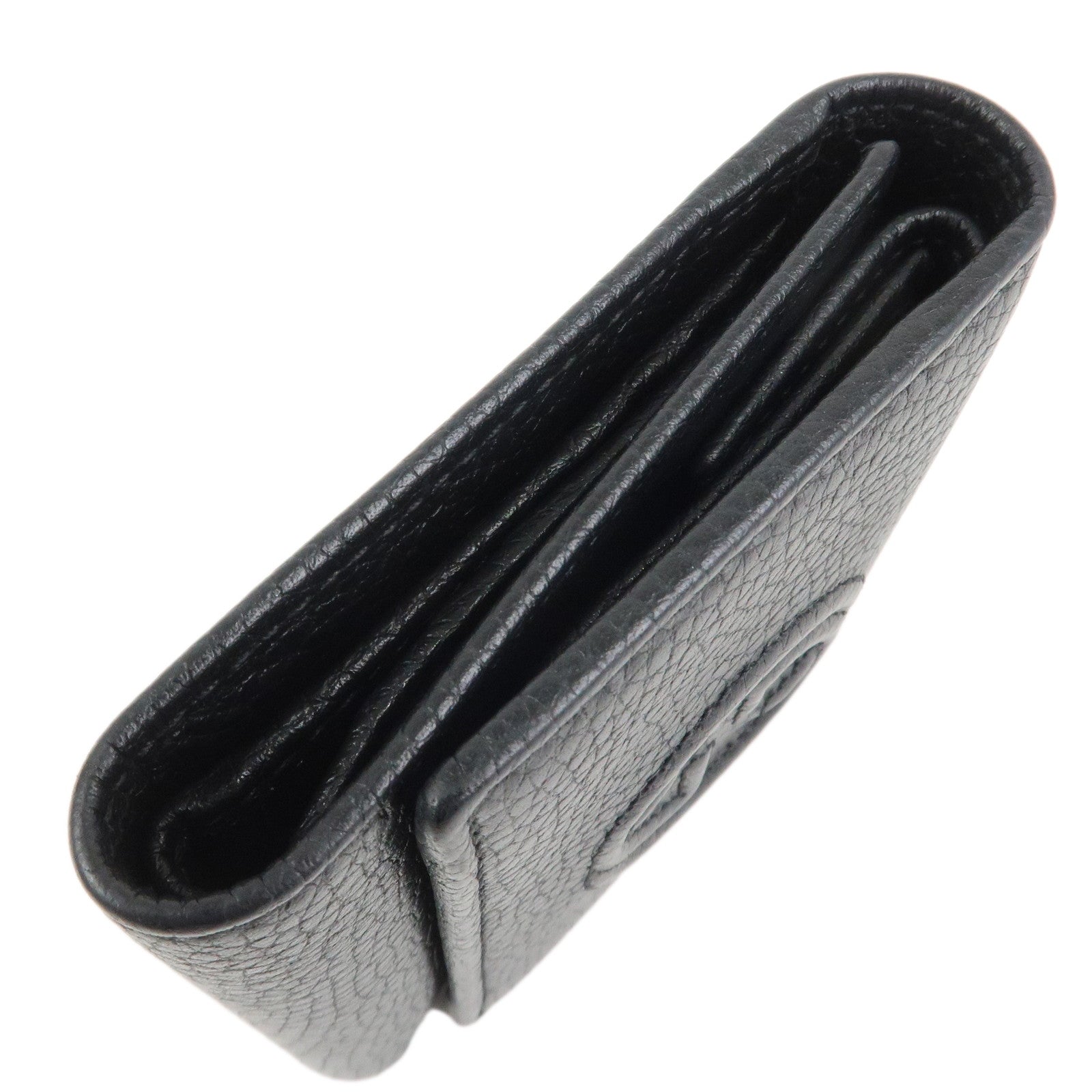 GUCCI SOHO Interlocking G Calf Leather Compact Wallet Black 598207