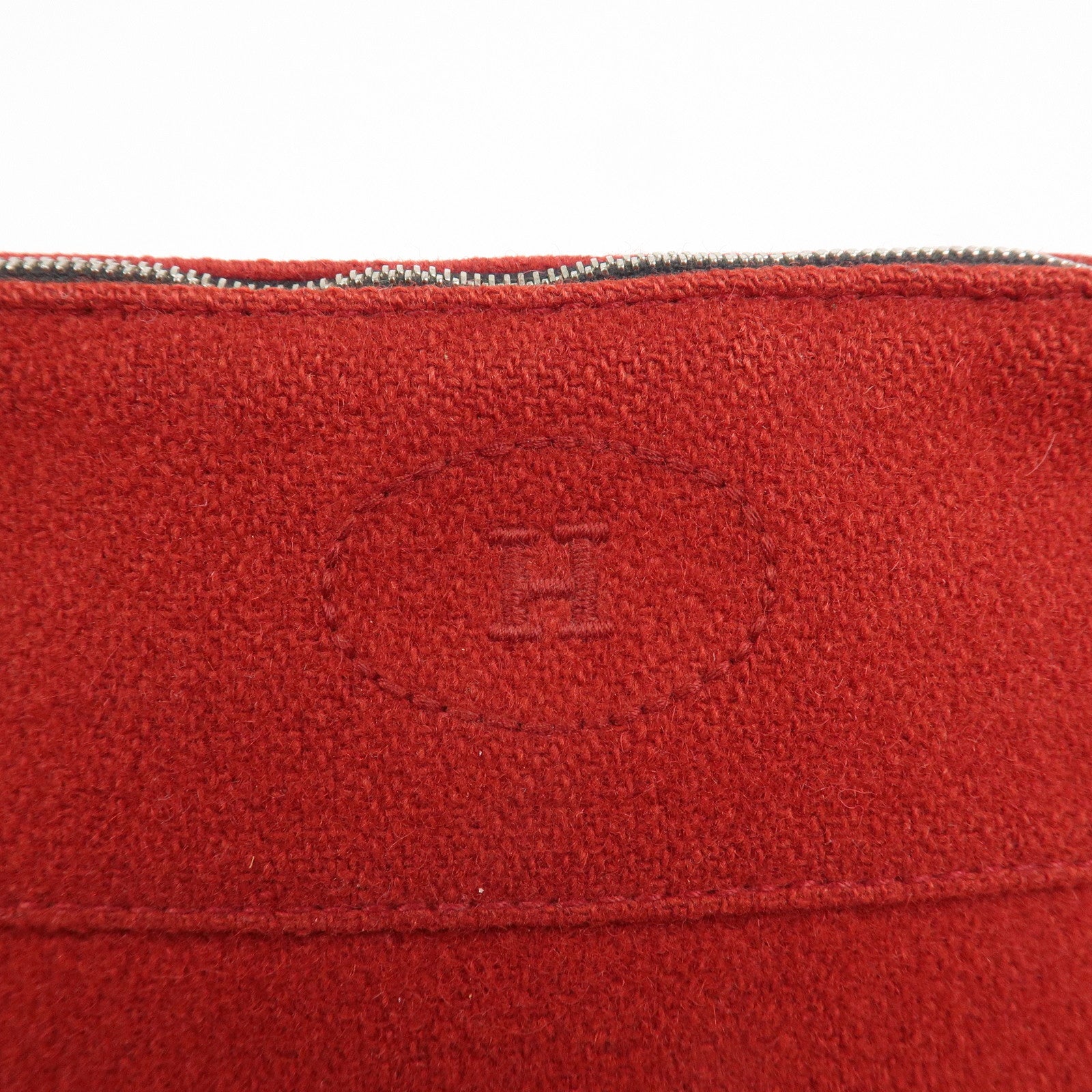 HERMES Wool 100% Leather Bolide Pouch MM Cosmetic Pouch Red