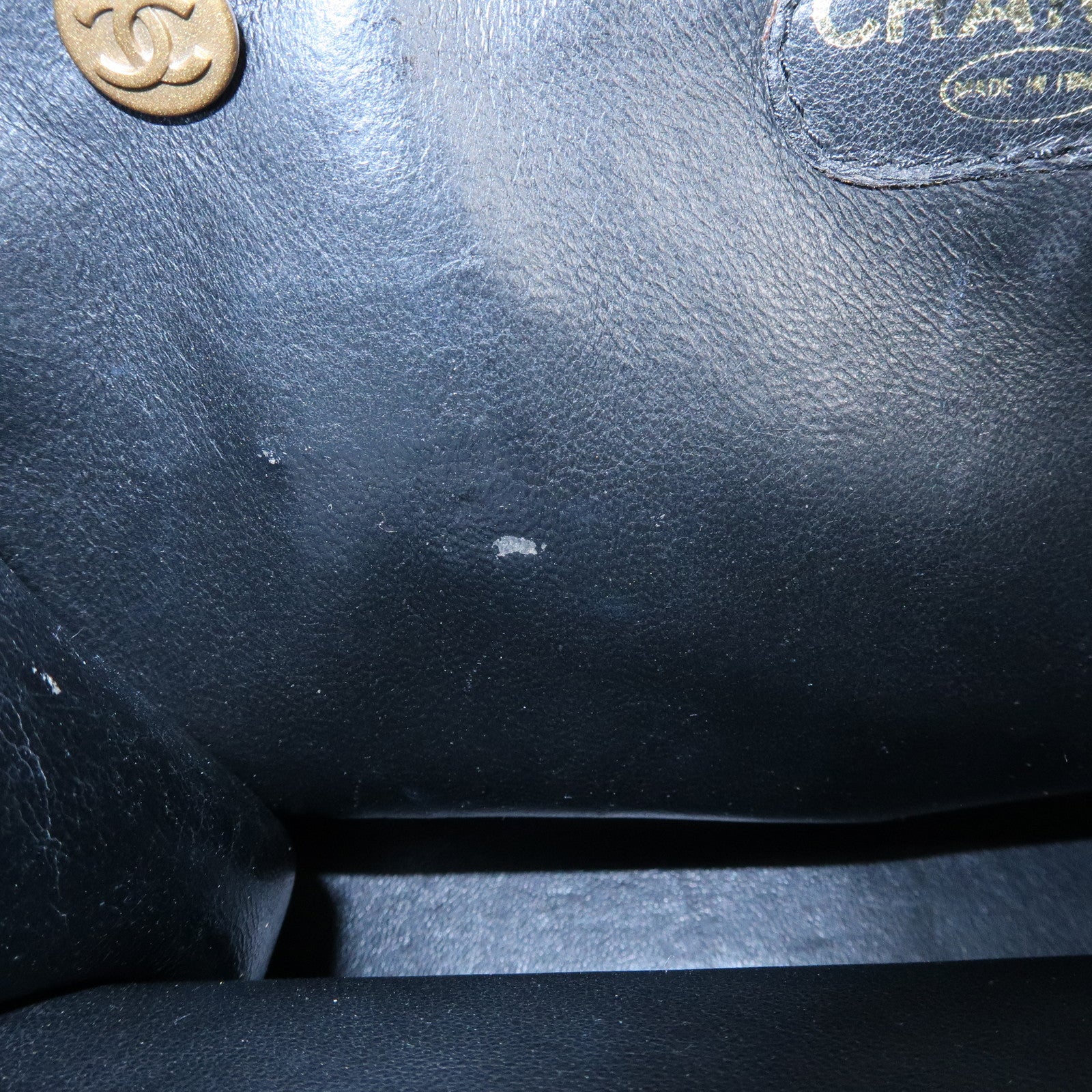 CHANEL Logo Calf Leather Tote Bag Shoulder Bag Hand Bag Black