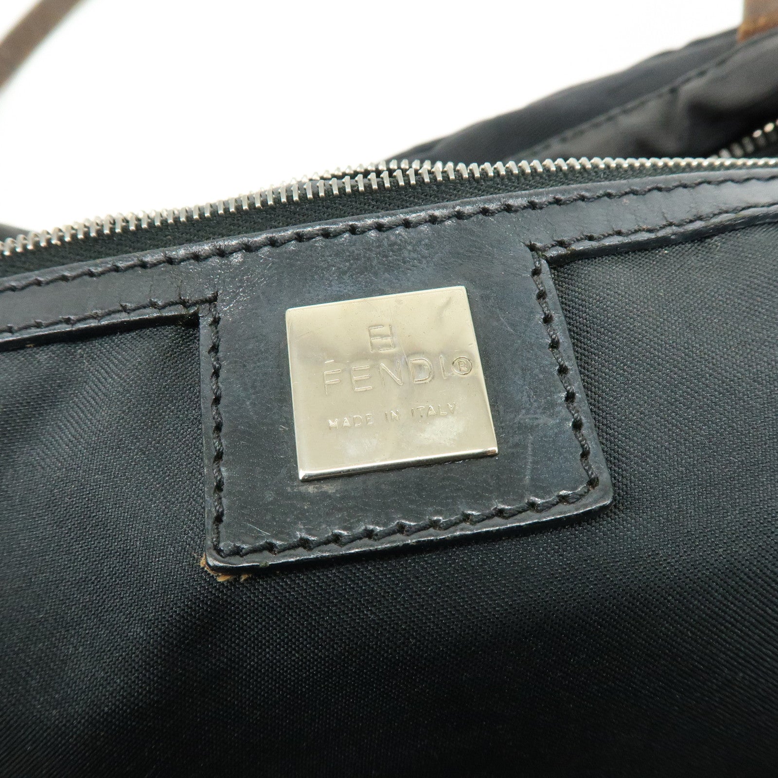 FENDI Zucca Canvas Leather Tote Bag Shoulder Bag Black 15785