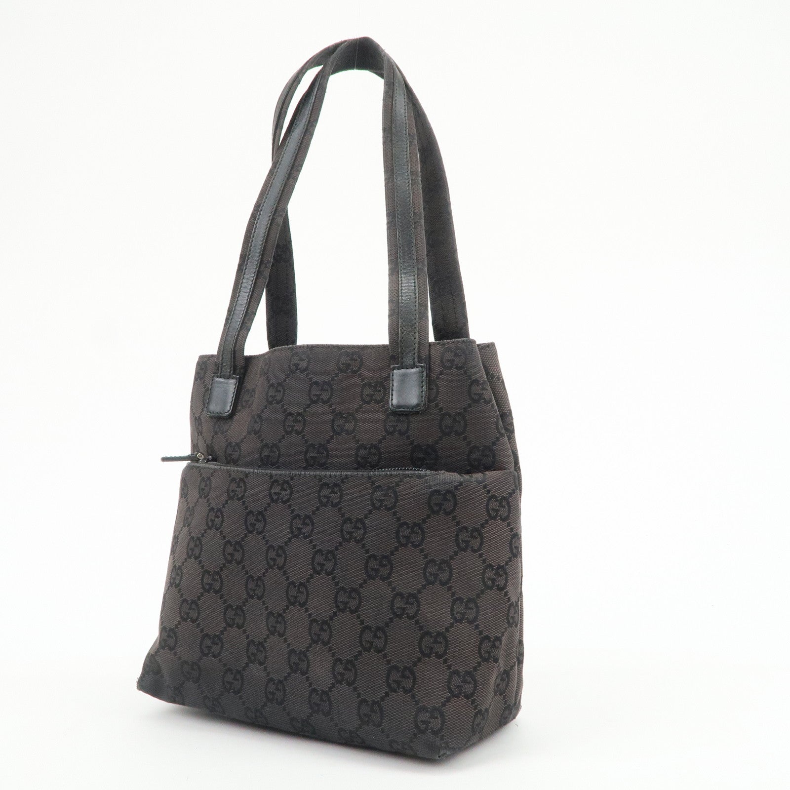 GUCCI GG Canvas Leather Hand Bag Shoulder Bag Dark Brown 002・1075