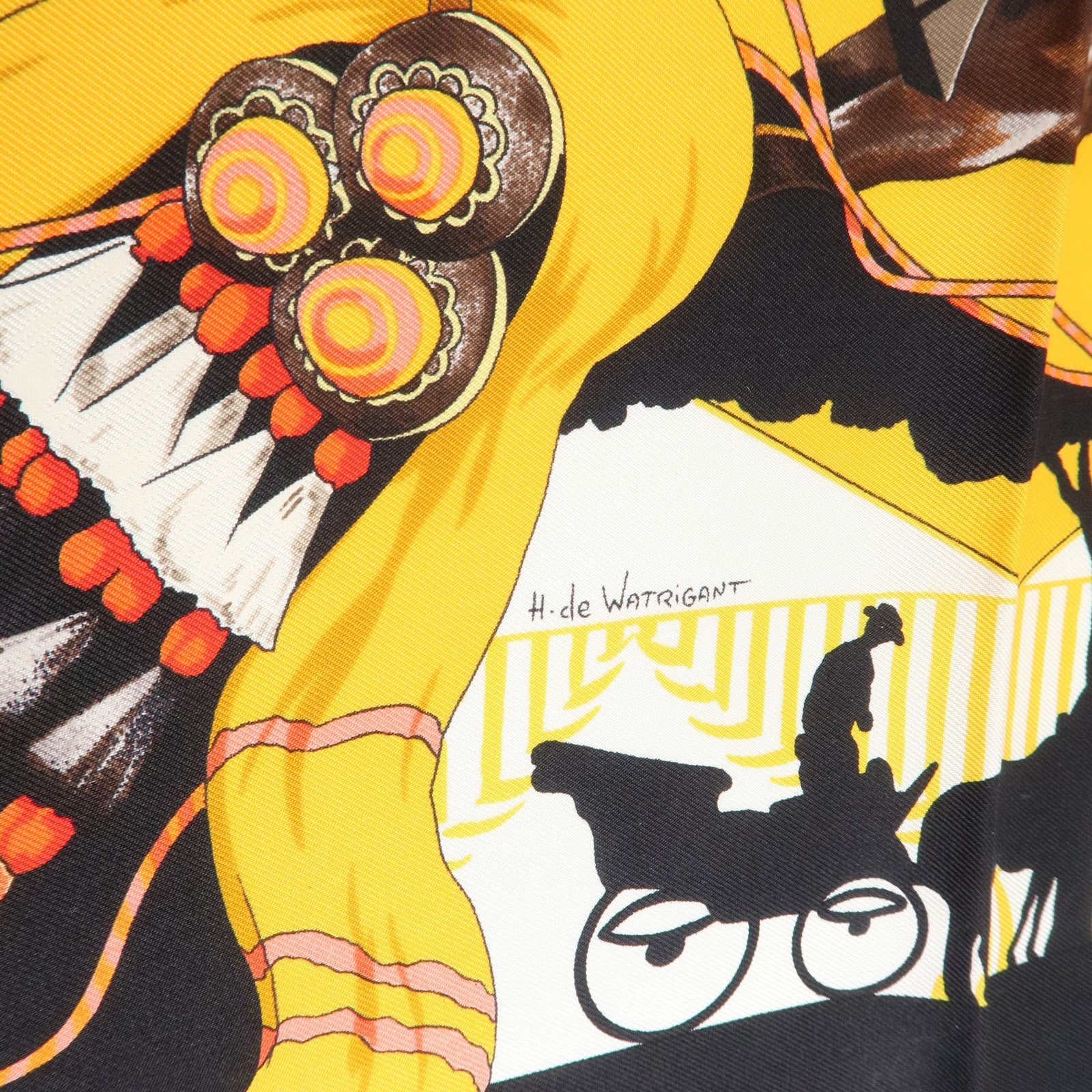 HERMES Carre 90 Silk 100% Scarf Les Voitures A Transformation Black Used