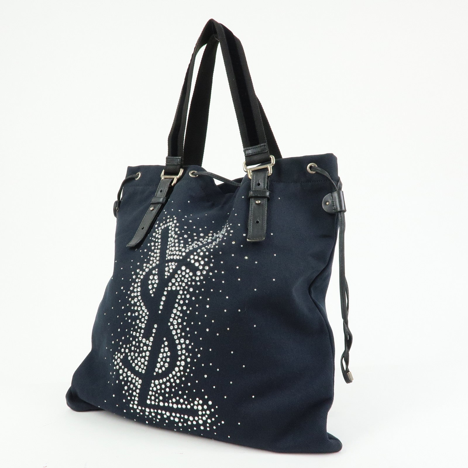 SAINT LAURENT PARIS Kahala Tote Bag Hand Bag Studs Black 143956