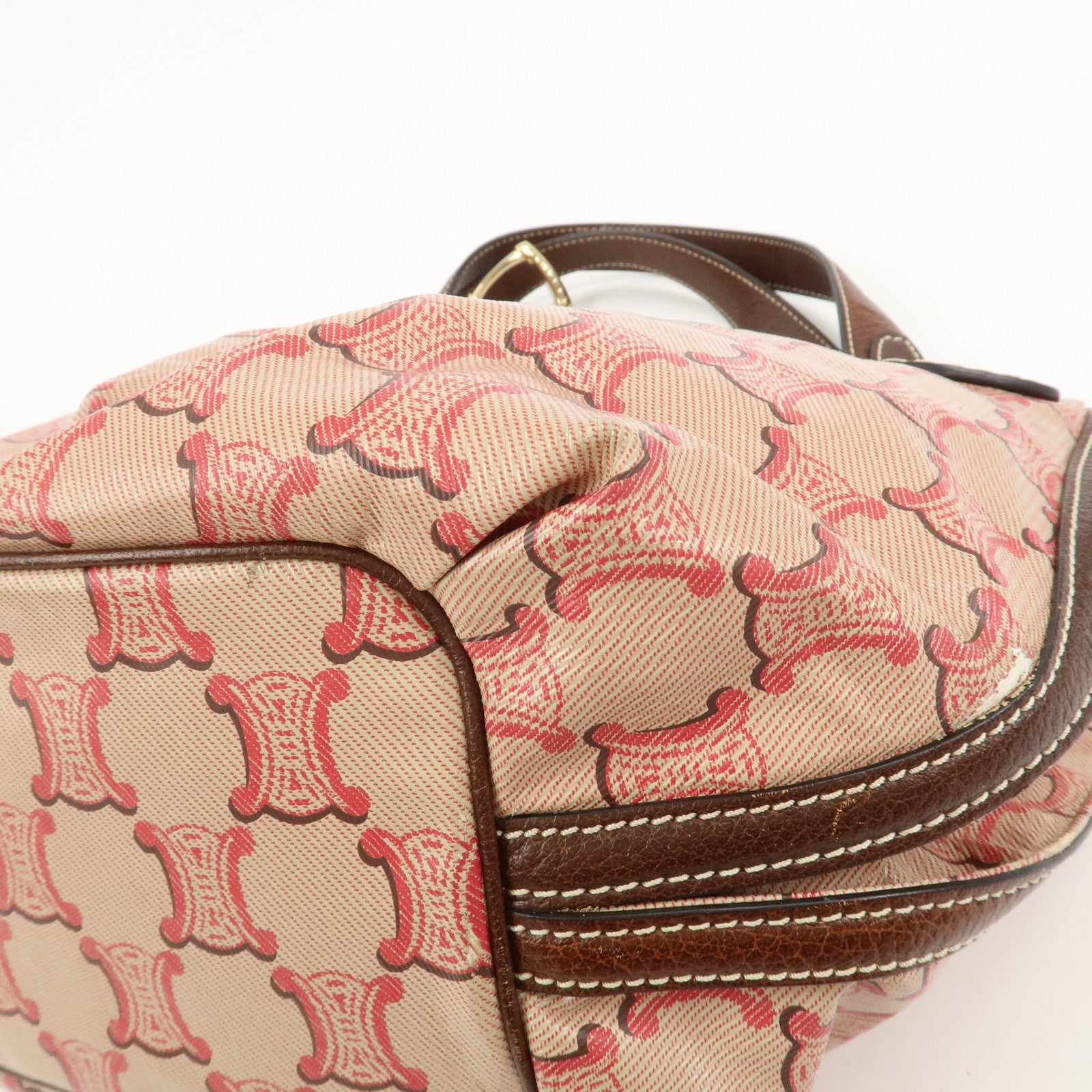 CELINE Bitter Sweet Macadam PVC Canvas Leather Hand Bag Pink