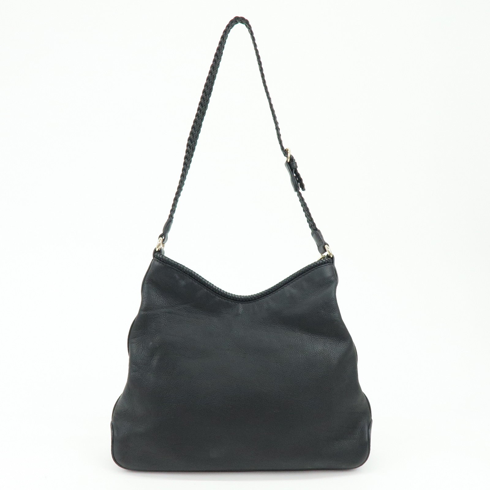 GUCCI Marrakech Leather Shoulder Bag Black 257026