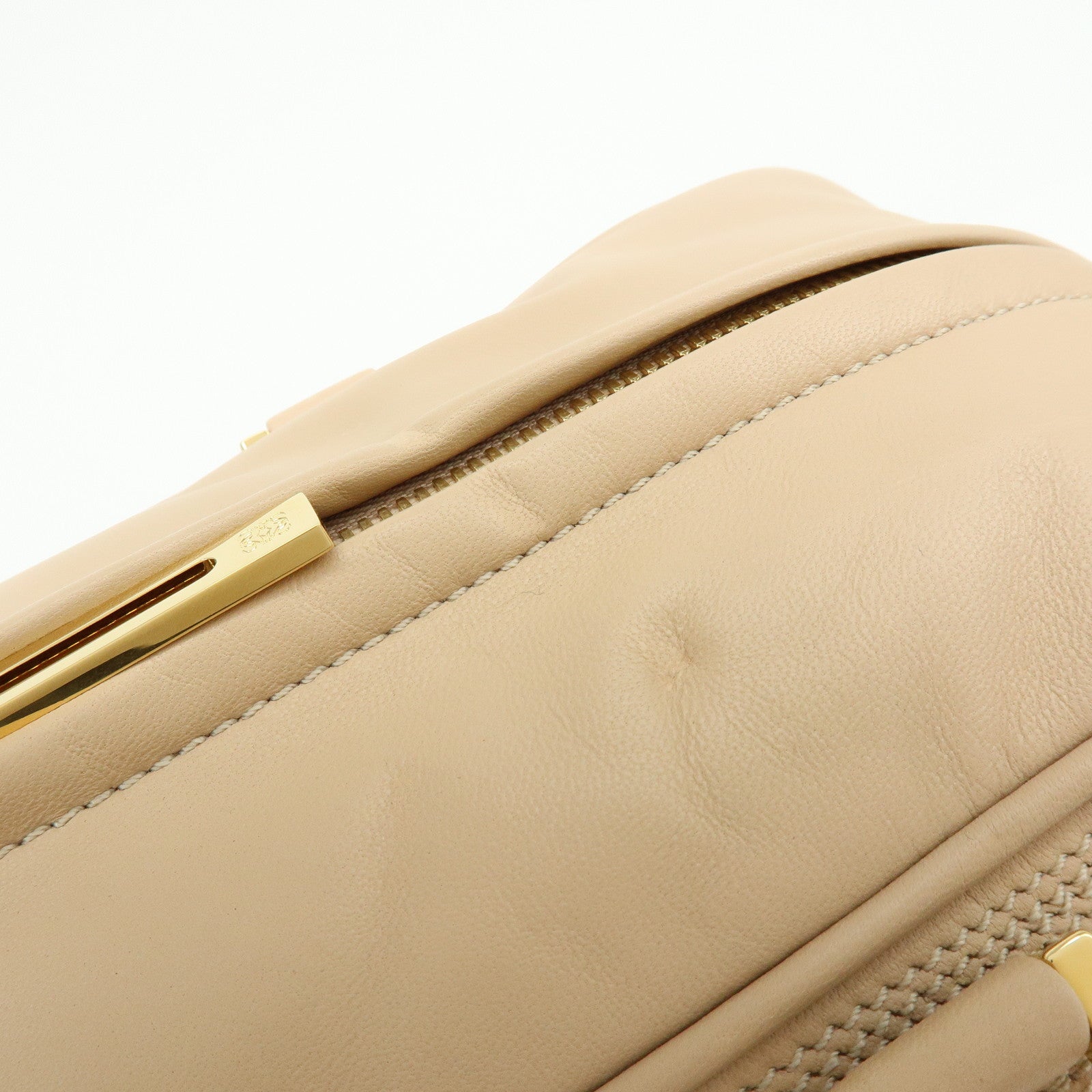 LOEWE Anagram Amazona 36 Nappa Leather Hand Bag Boston Bag Beige