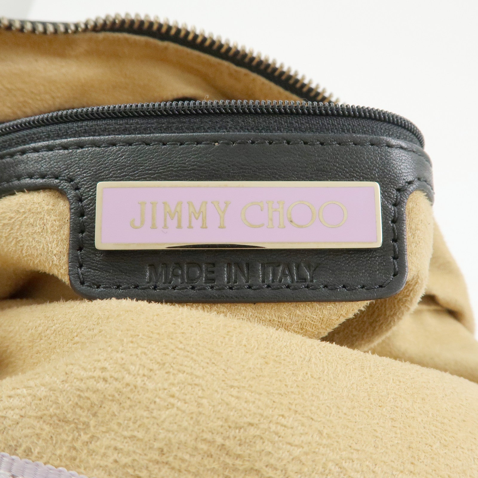 JIMMY CHOO Zodiac Leather Studs Shoulder Bag Hand Bag Black