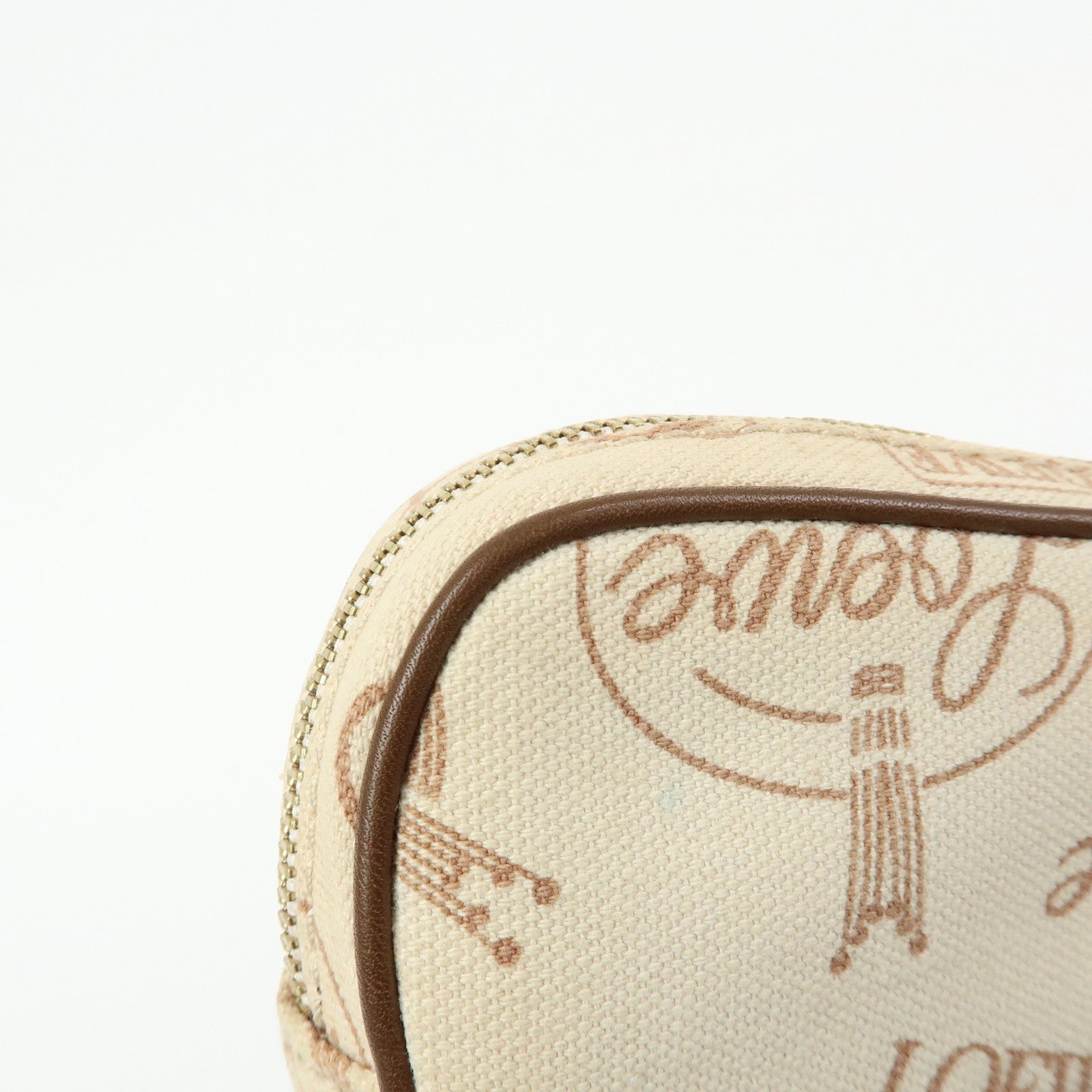 LOEWE Anniversary Canvas Leather Pouch Cosmetic Pouch Ivory Brown