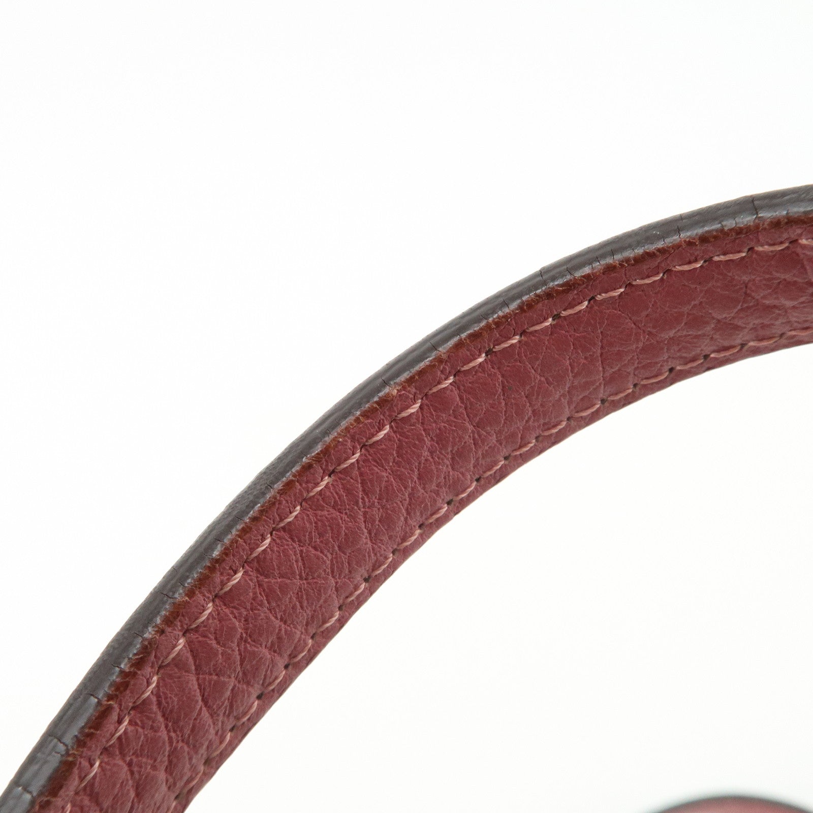 FENDI Zucchino Leather Canvas Hand Bag Khaki Bordeaux