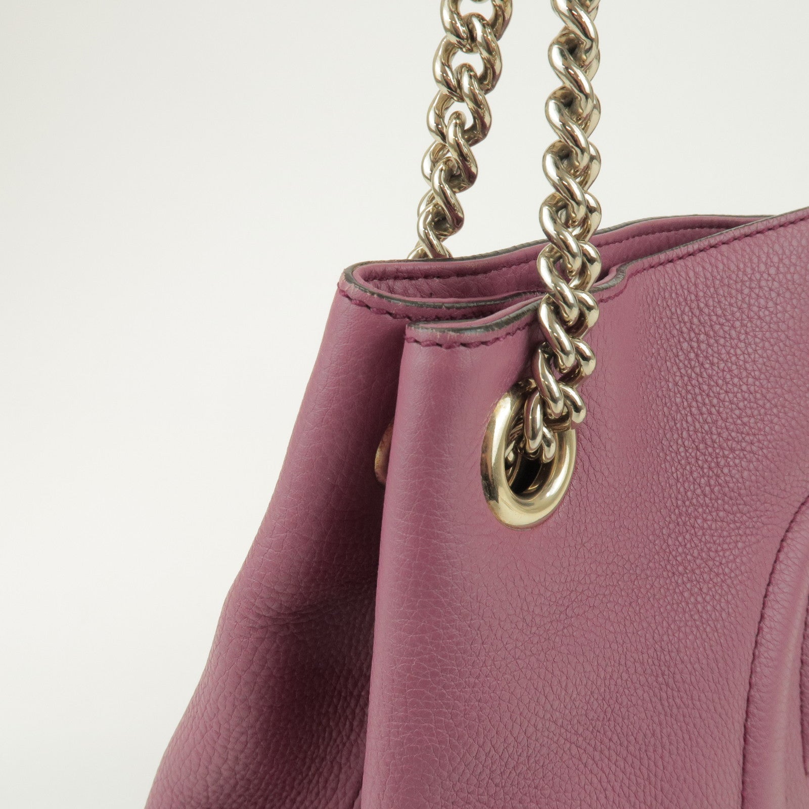 GUCCI SOHO Interlocking G Leather Chain Shoulder Bag Pink 308982