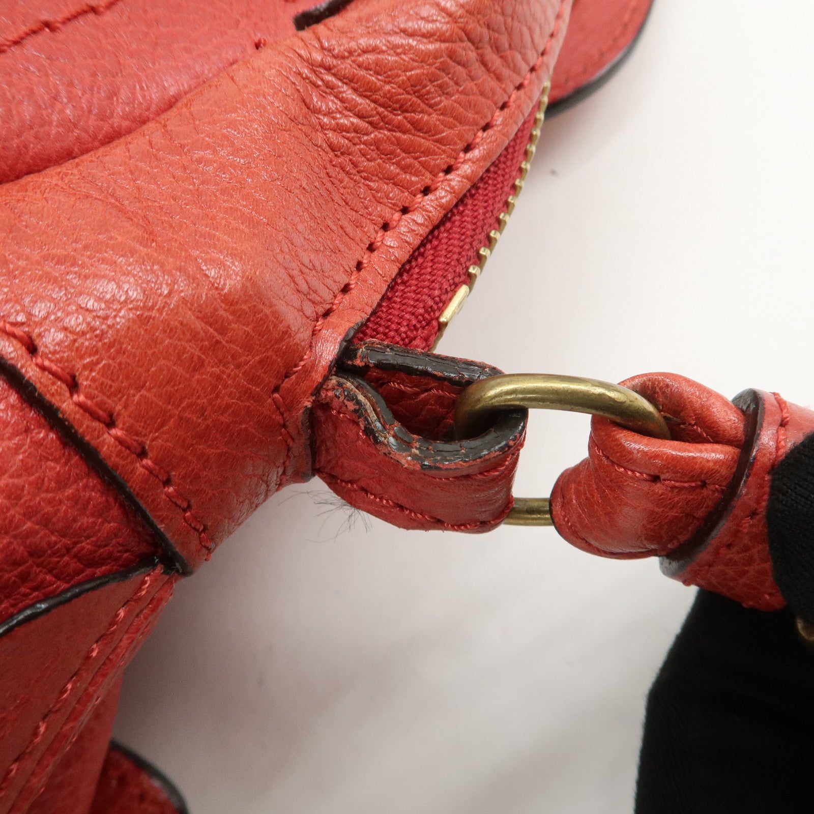 Chloe Paraty Leather 2Way Bag Shoulder Bag Hand Bag Red