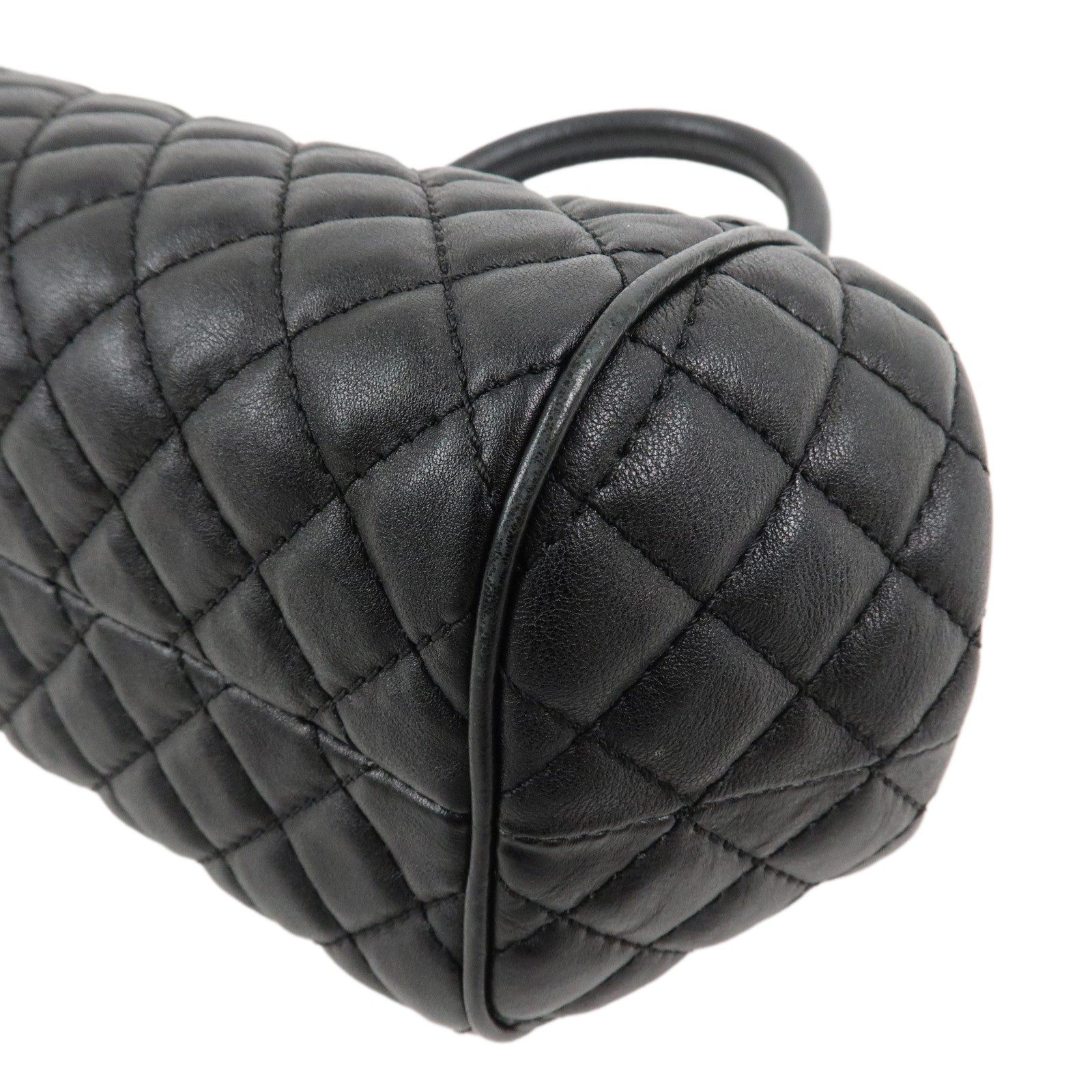 CHANEL Matelasse Lamb Skin Colosseum 2Way Bag Hand Bag Black