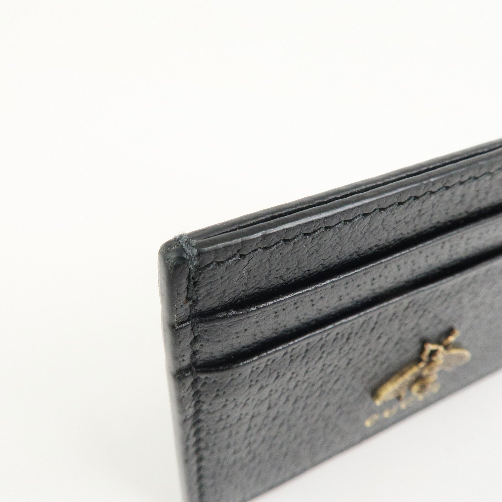 GUCCI Animalier Leather Card Case Card Holder Black 523685