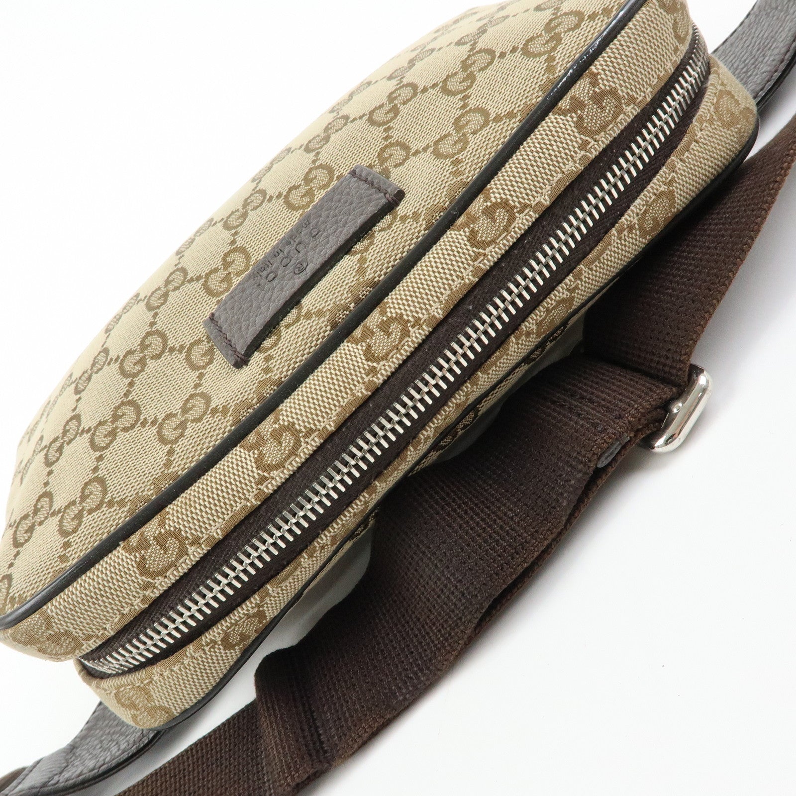 GUCCI GG Canvas Leather Waist Pouch Body Bag Beige Brown 449174
