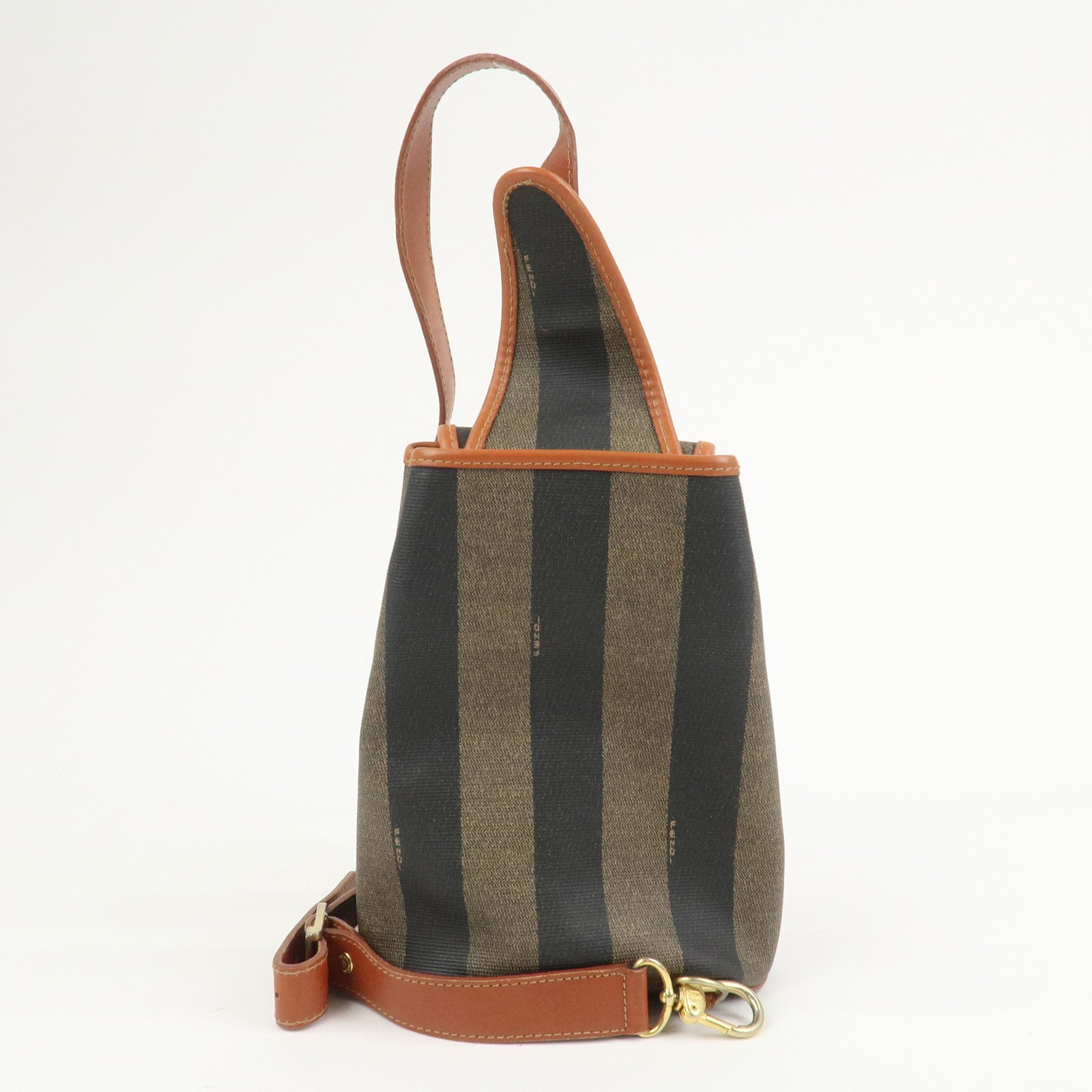 FENDI Pequin PVC Leather Shoulder Bag Crossbody Bag Brown 14965