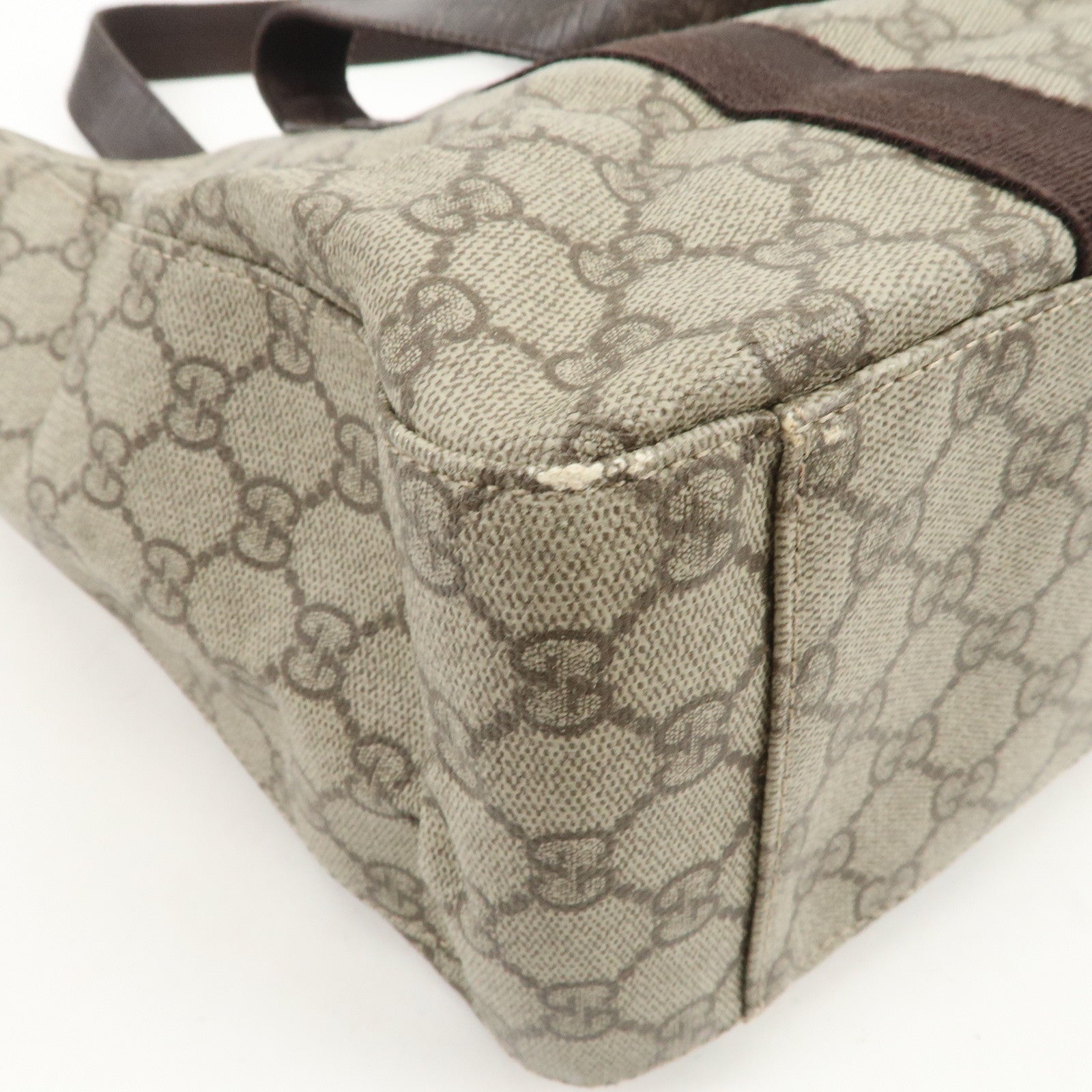 GUCCI GG Supreme Canvas Leather Tote Bag Shoulder Bag Brown 141624