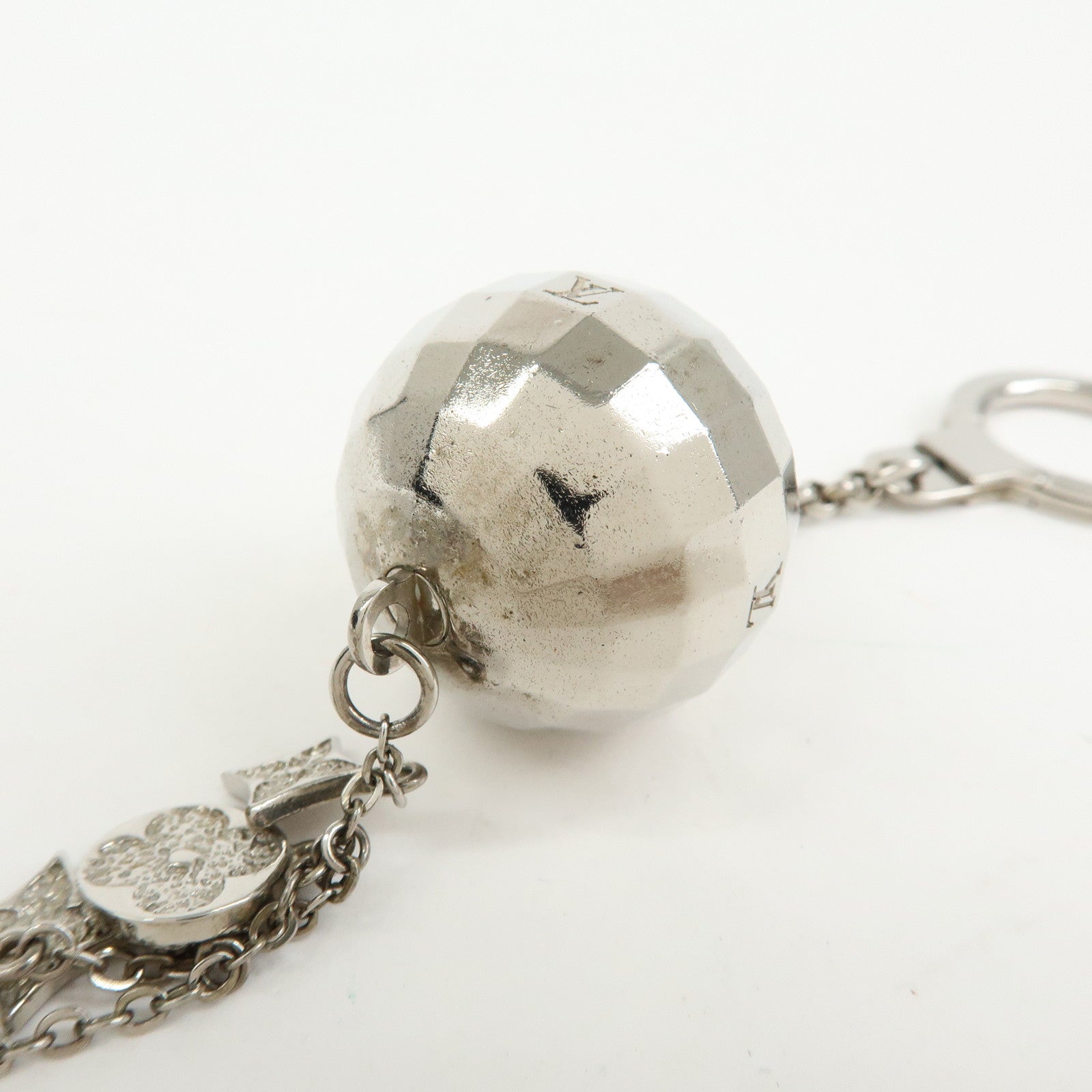 Louis Vuitton Porte Cles Glitter Bag Charm Key Chain Silver M65378