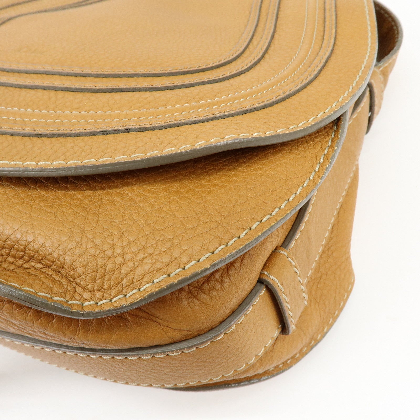 Chloe Marcie Leather Shoulder Bag Saddle Bag Crossbody Bag Brown