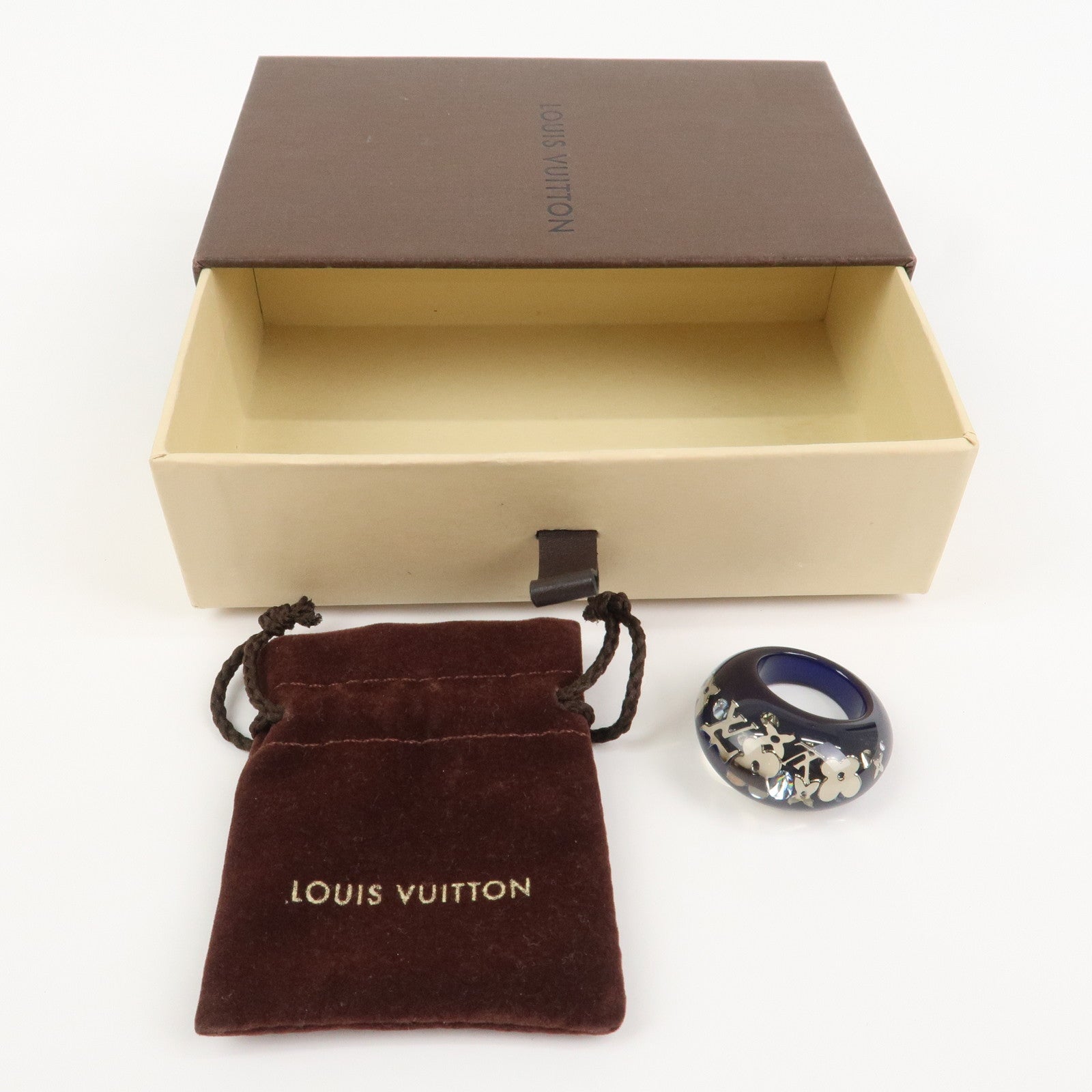 Louis Vuitton Monogram Bague Inclusion Resin Ring Navy