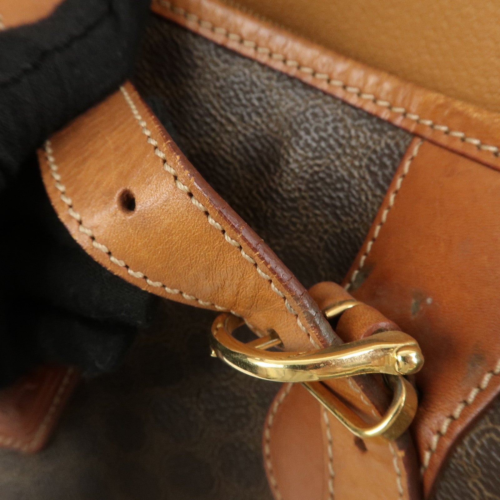 CELINE Macadam PVC Leather Tote Bag Hand Bag Brown