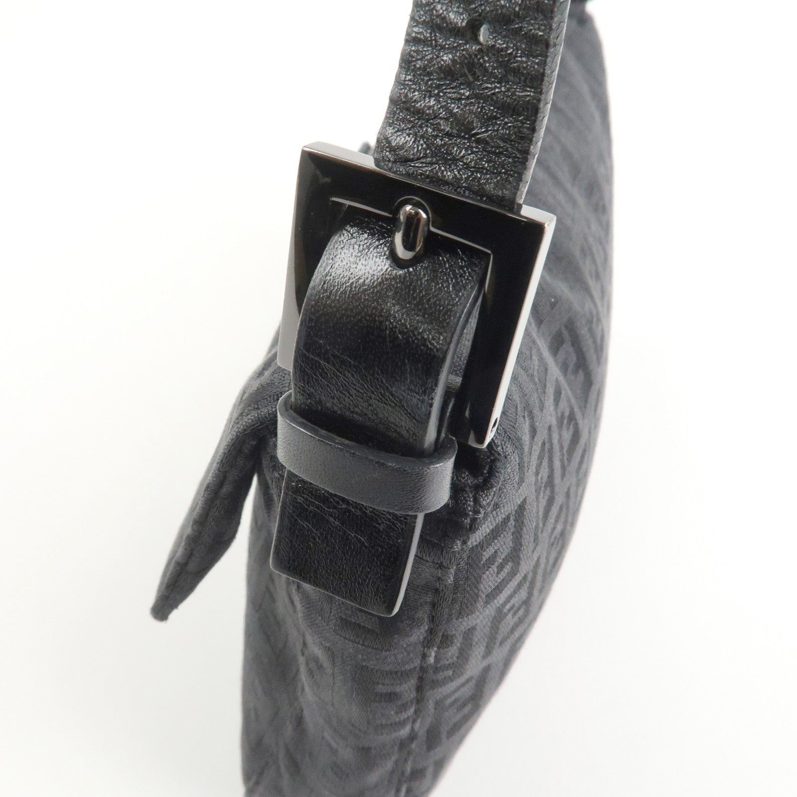 FENDI Mamma Baguette Zucchino Canvas Leather Shoulder Bag 8BR000