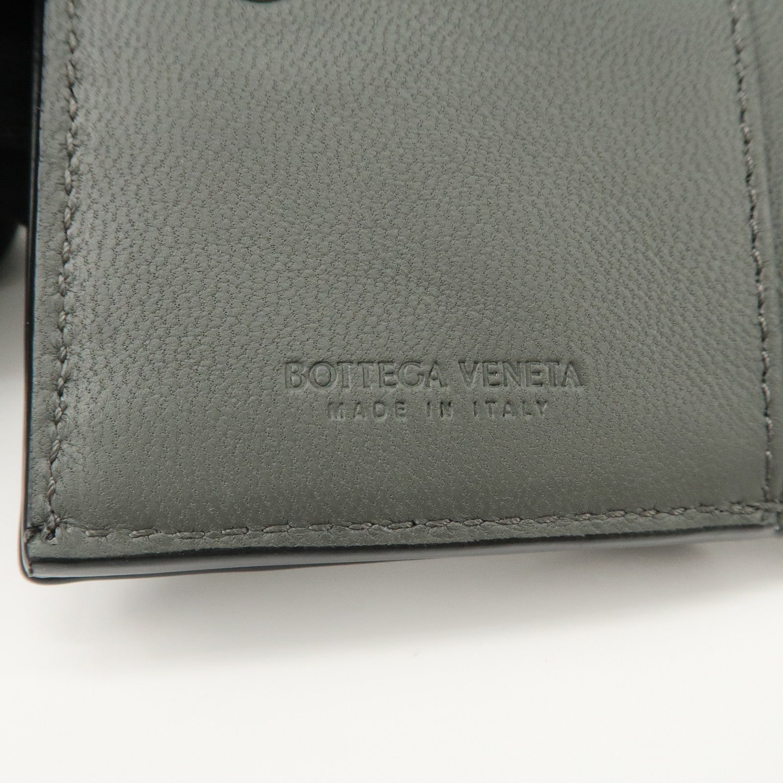 Bottega Veneta  Intrecciato Leather Tri-fold Compact Wallet Black