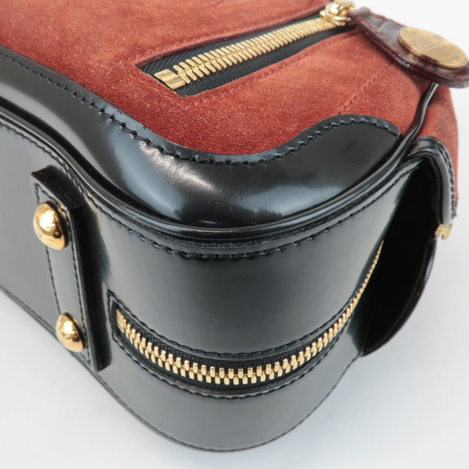 Louis Vuitton Cruise Line Suede Stamp Bag PM Bowling Bag Brown M95238 Used