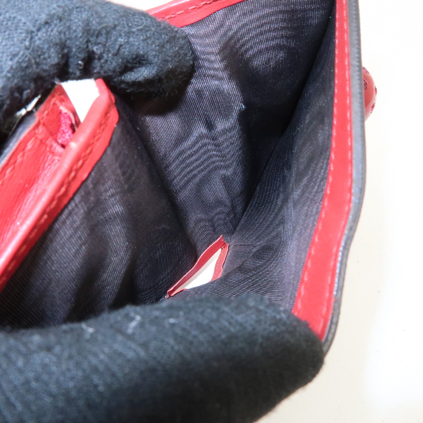 GUCCI Interlocking G GG Supreme Cherry Compact Wallet Beige Red 476050 Used