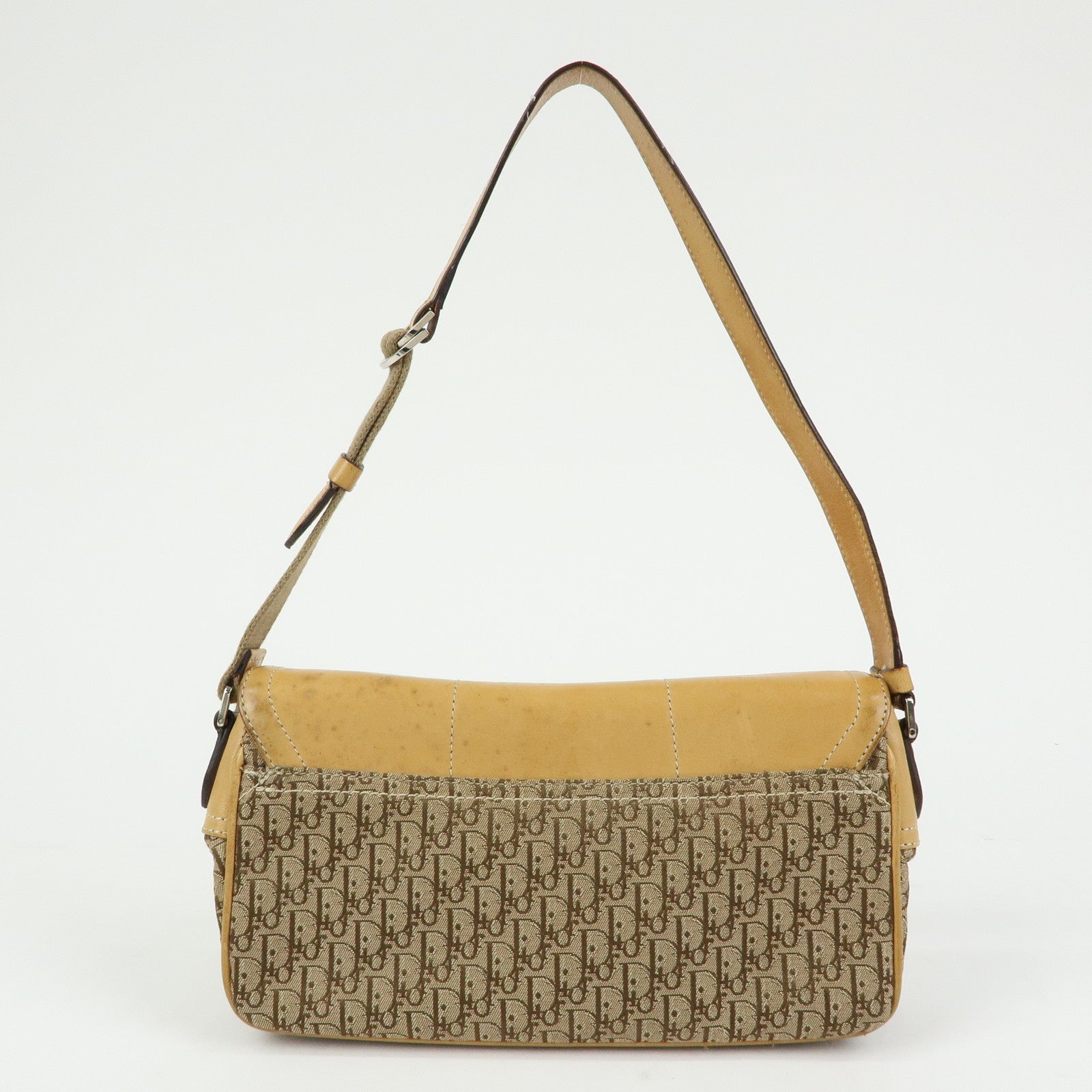 Christian Dior Trotter Canvas Leather Hand Bag Beige Brown