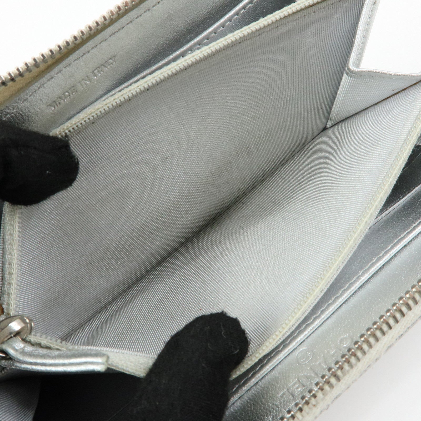 CHANEL Matelasse COCO Mark Lamb Skin Zippy Long Wallet A50097