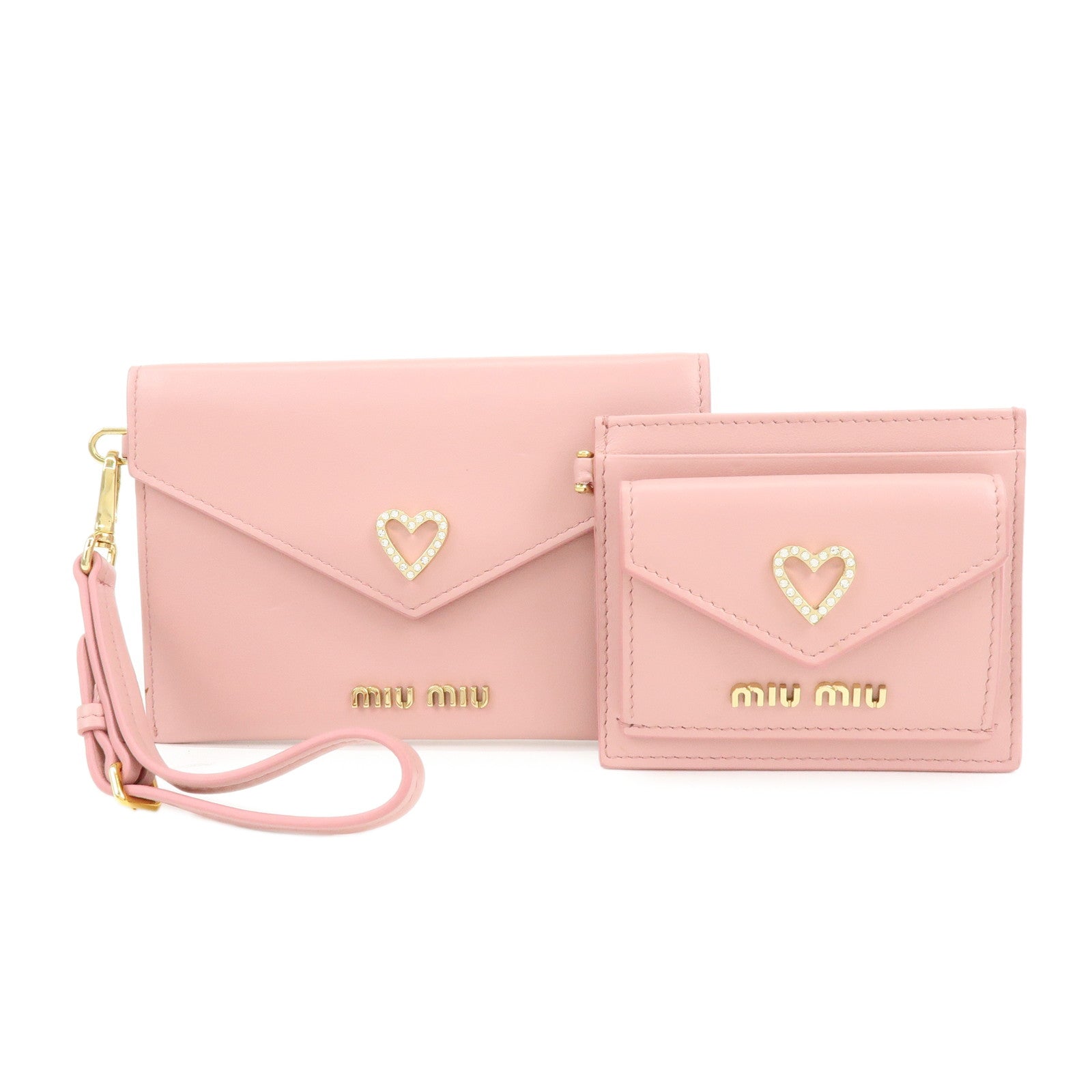 MIU MIU Madras Love Envelope Pouch Card Case Coin Case Pink 5MF025
