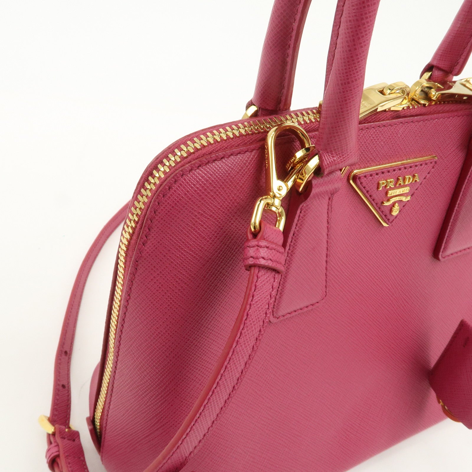 PRADA Saffiano Leather 2Way Hand Bag Shoulder Bag Pink 1BA838