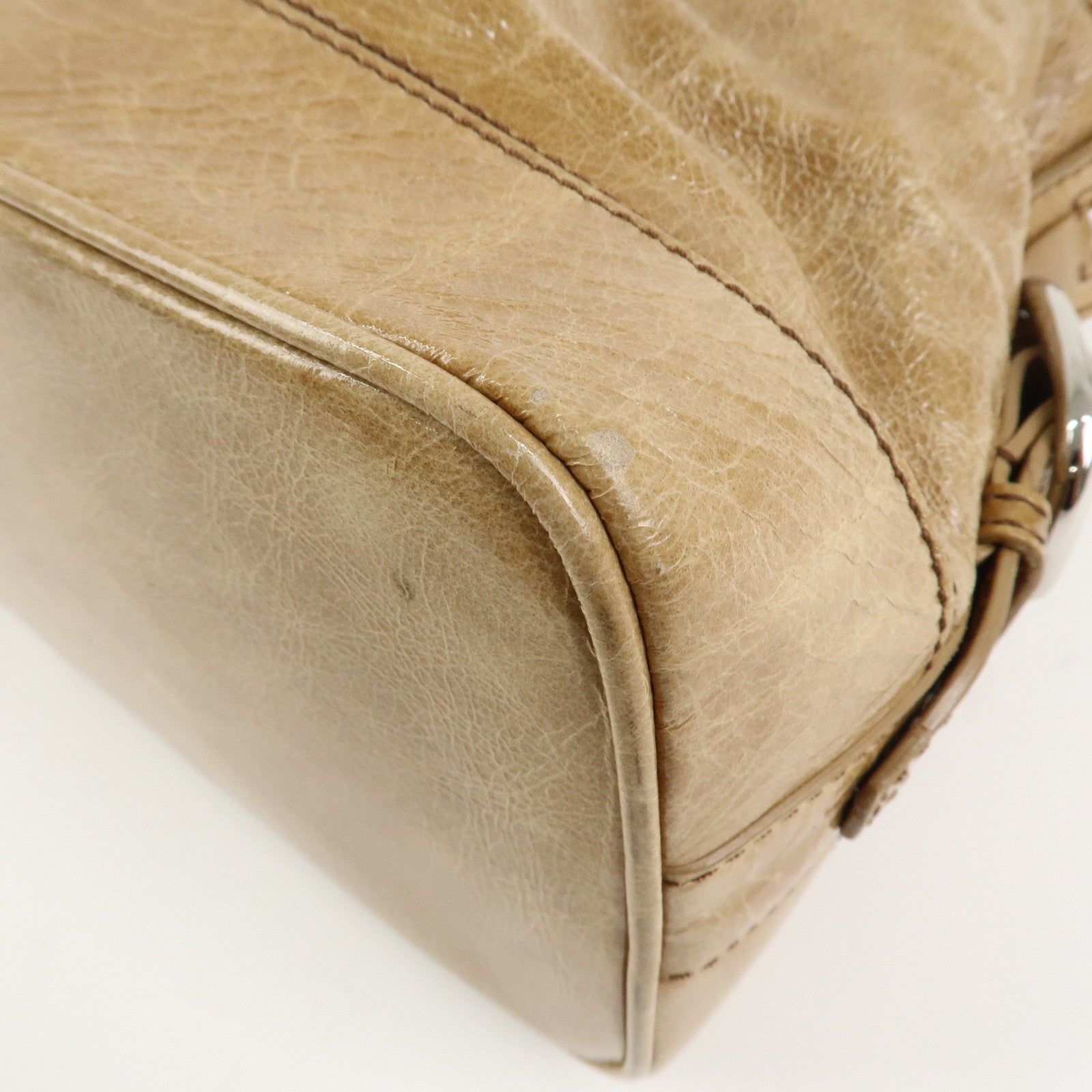 CELINE Macadam Patent Leather Shoulder Bag Tote Bag Light Brown