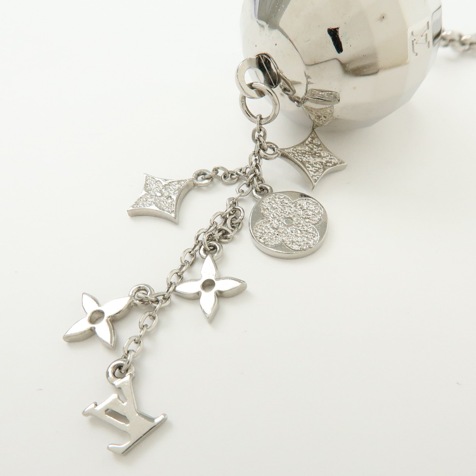 Louis Vuitton Porte Cles Glitter Bag Charm Key Chain Silver M65378