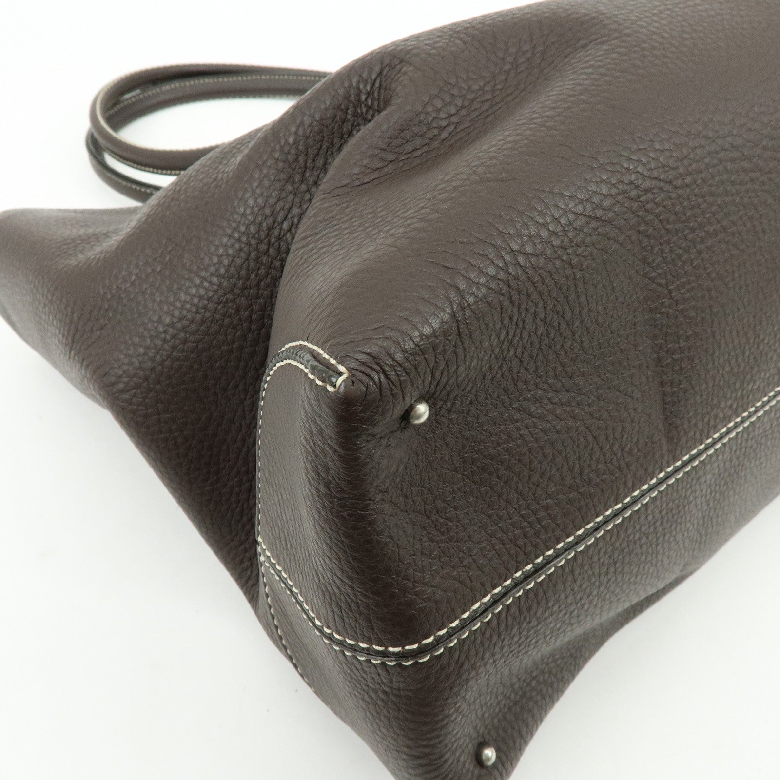 TOD'S Logo Leather Tote Bag Shoulder Bag Brown