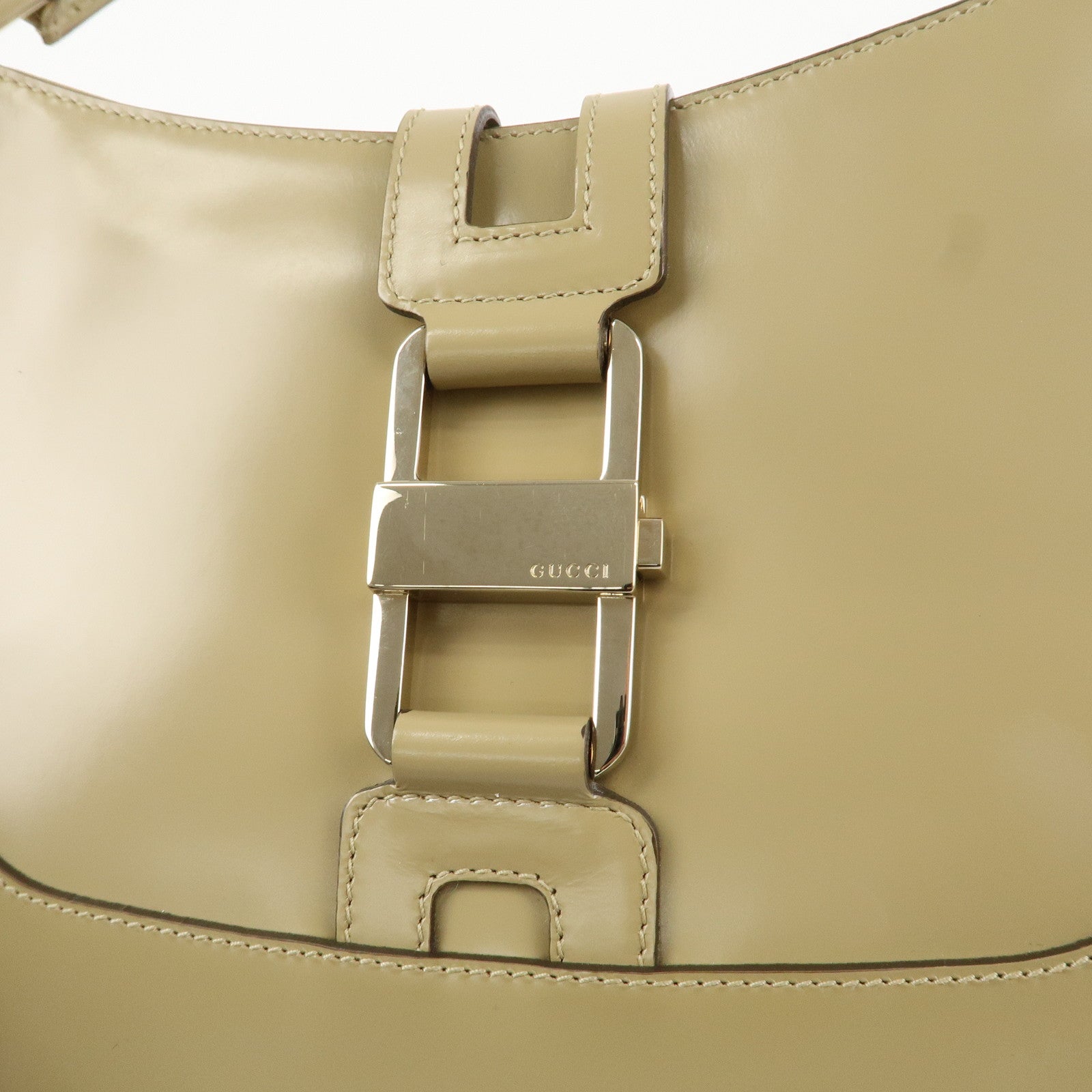 GUCCI Leather Shoulder Bag Hand Bag Beige 001.4150.002058 Used