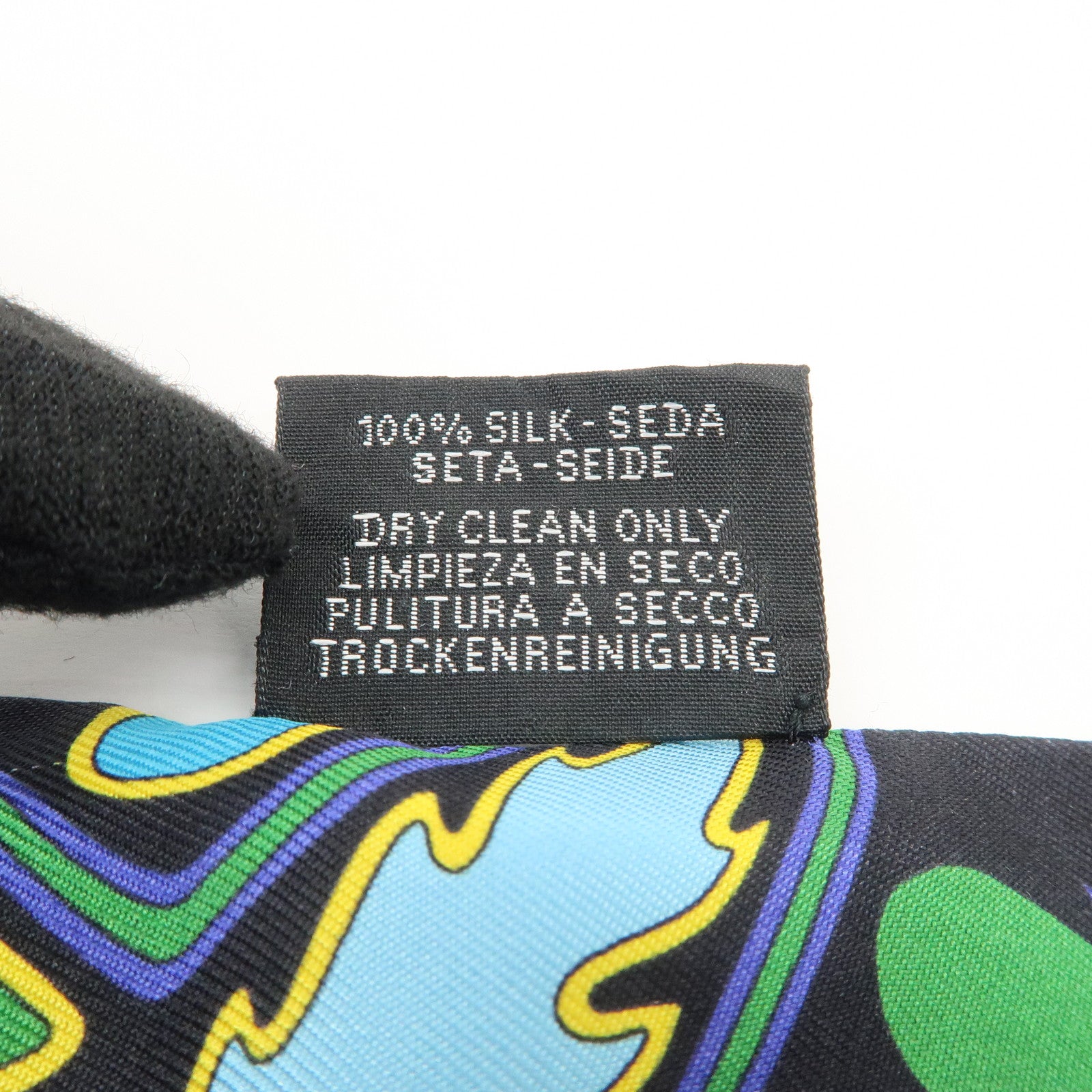 HERMES Silk 100％ Twilly Scarf FOLKLORE Black Pink Used