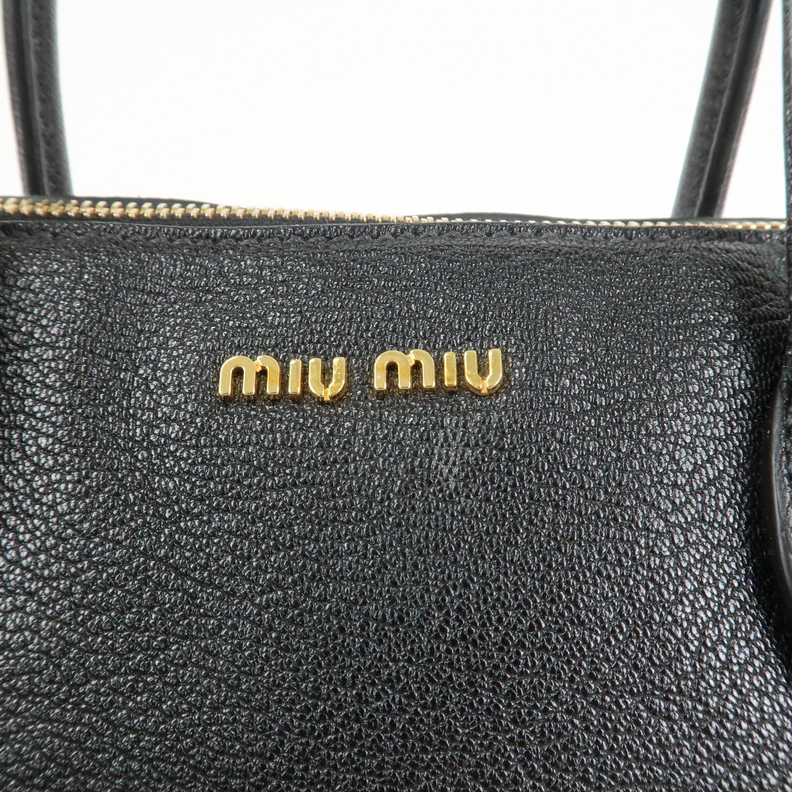 MIU MIU MADRAS Leather 2Way Bag Hand Bag Shoulder Bag Black