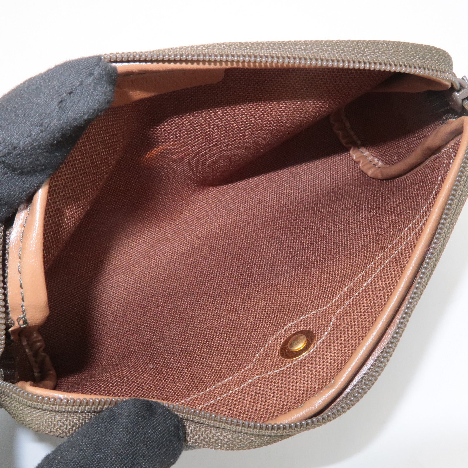 Chiristian Dior Honeycomb PVC Leather Pouch Brown