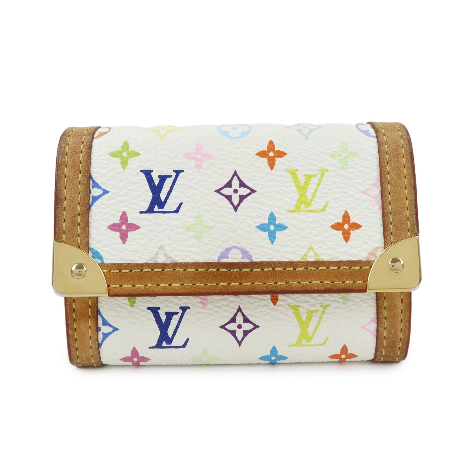 Louis Vuitton Multicolor Porte Monnaie Plat Coin Case Blanc M92657
