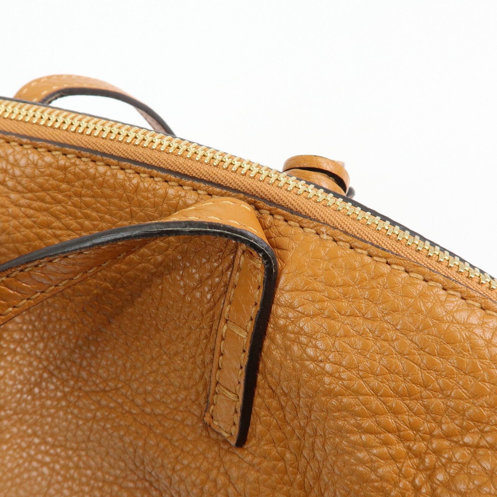 FENDI Chameleon Selleria Leather Tote Bag Shoulder Bag Brown 8BN232