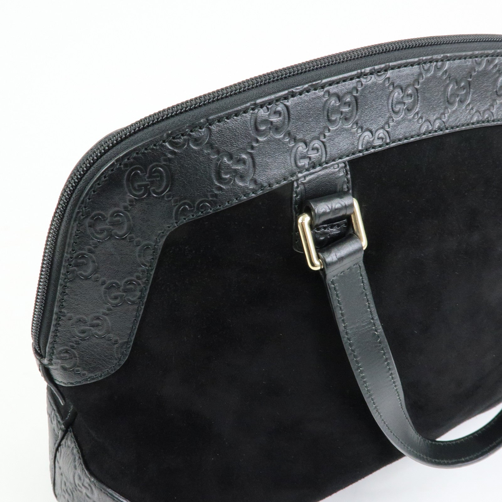 GUCCI Guccissima Leather Suede Hand Bag Shoulder Bag Black 295530