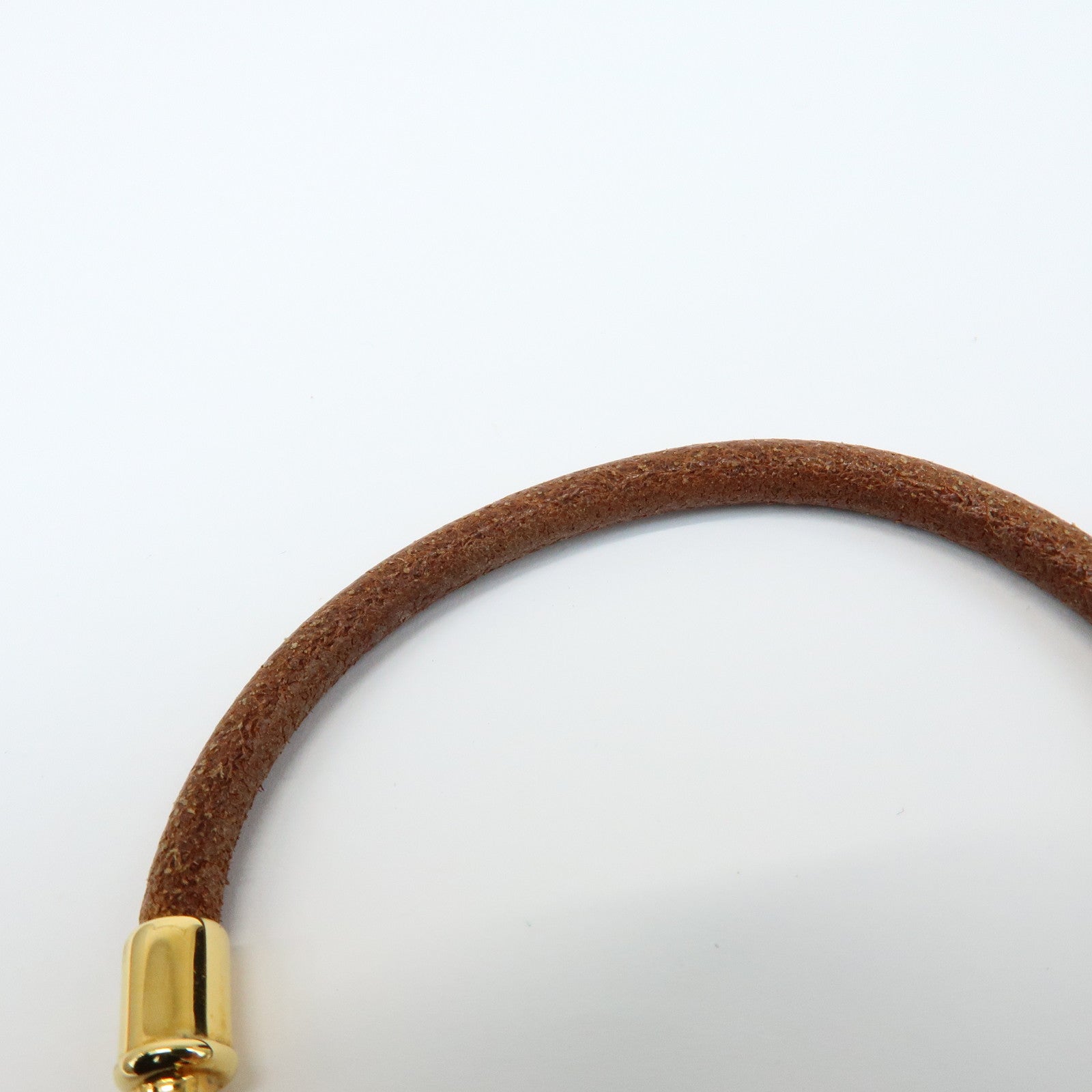 HERMES Jumbo Choker Leather Metal Bracelet Brown Gold
