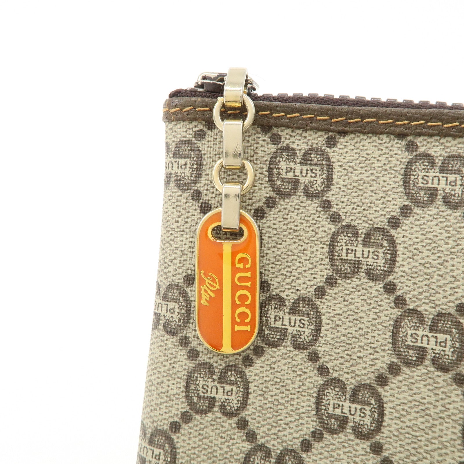 GUCCI GG Plus PVC Leather Clutch Bag Second Bag Beige Brown Used