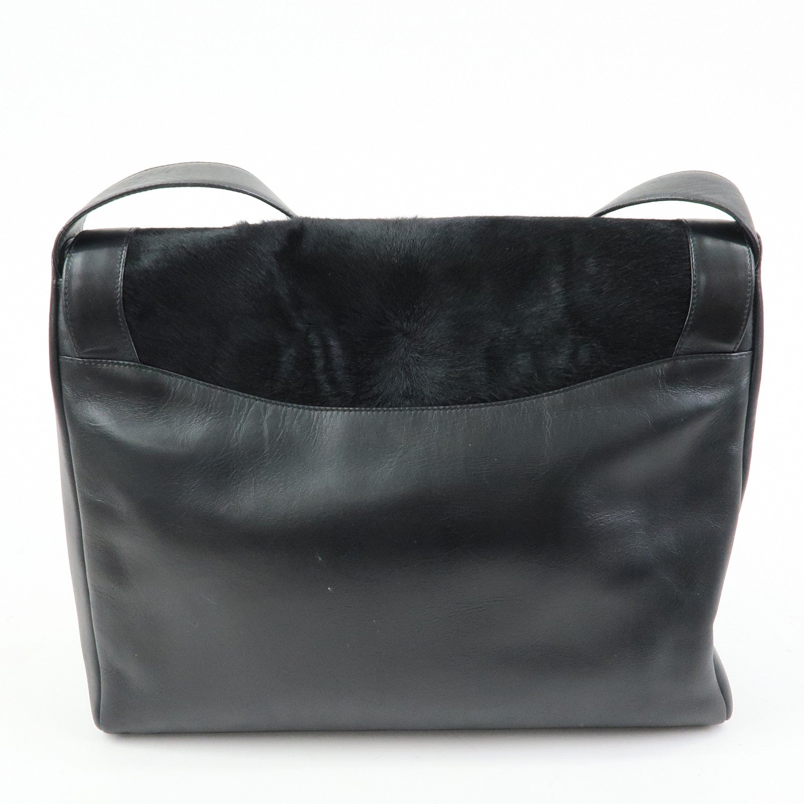 Ferragamo Gancini Calf Hair Leather Shoulder Crossbody Bag Black