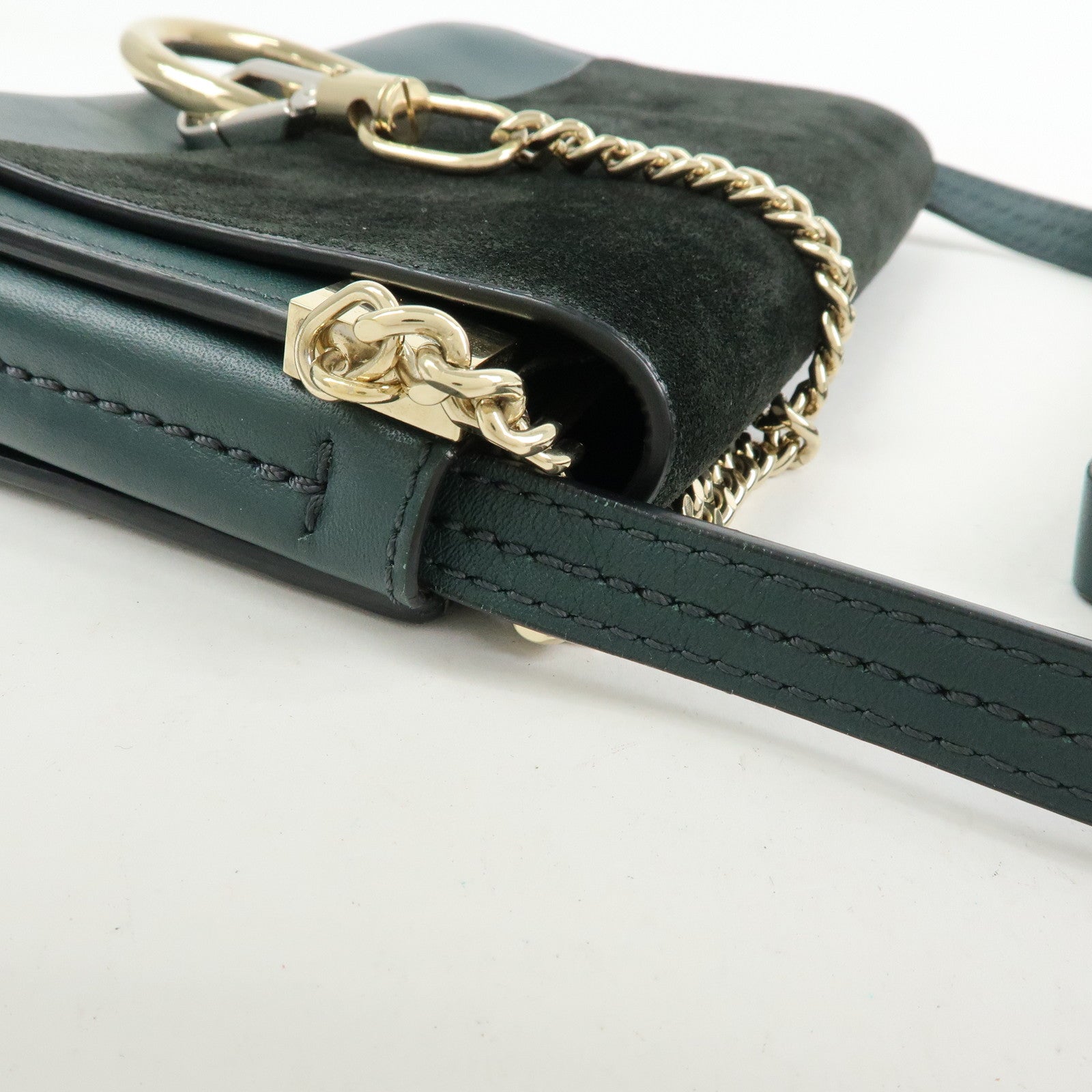 Chloe Faye Suede Leather Shoulder Bag Crossbody Bag Dark Green