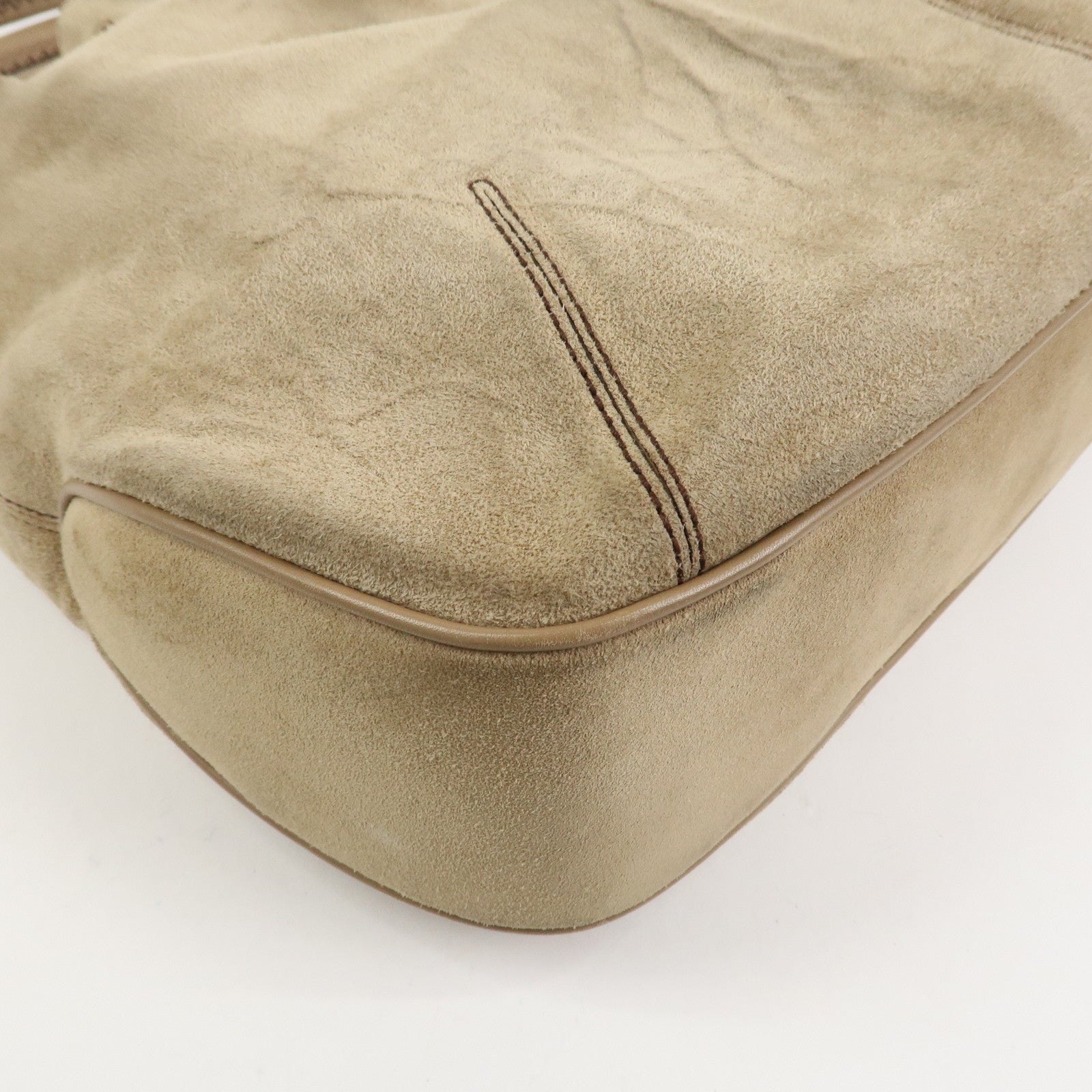 Ferragamo Suede Shoulder Bag Hand Bag Beige